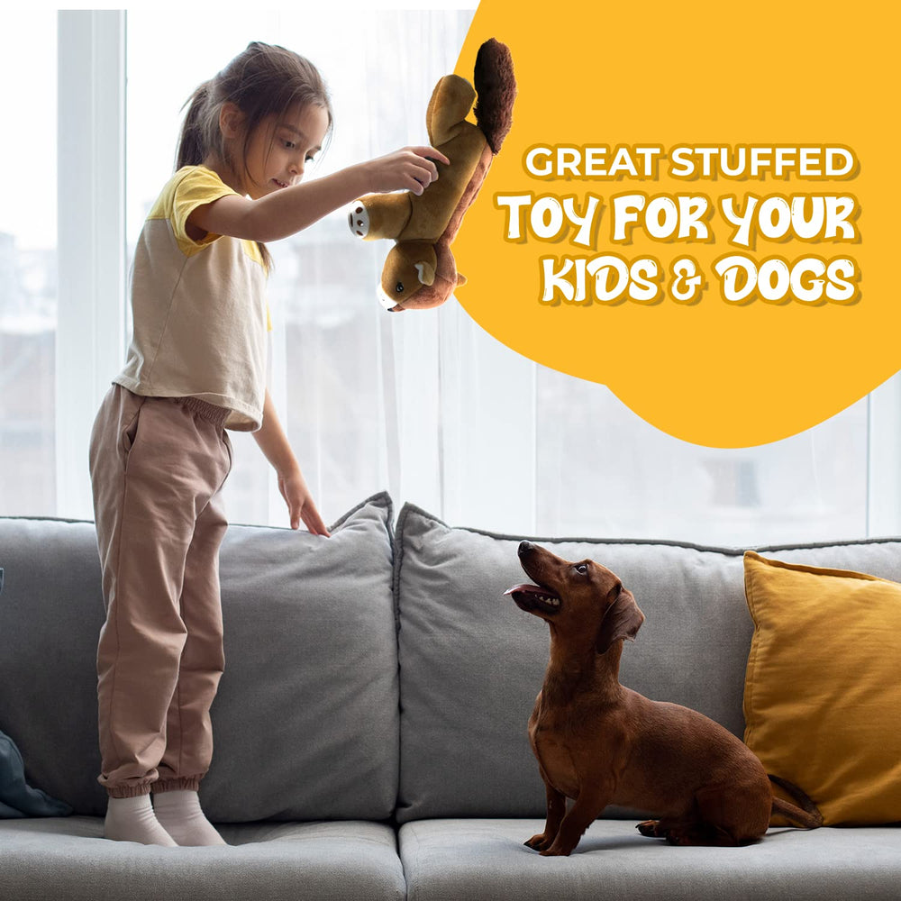 Dog Dog plush with fluffy tail and surprised look sparks curiosity