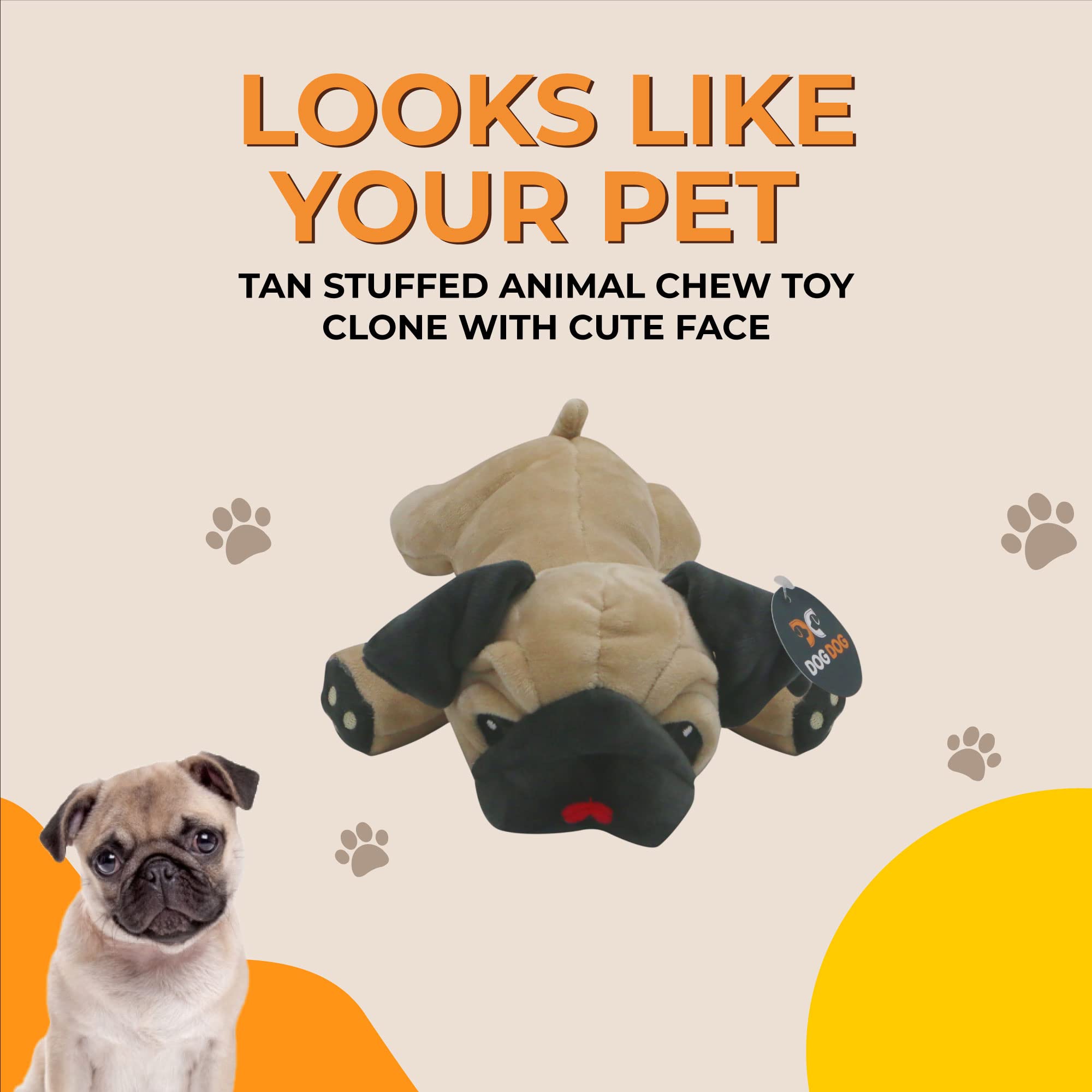Dog Dog Pug stuffed animal hug-friendly design invites cuddles
