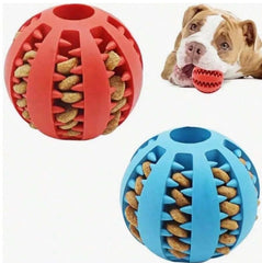 Dog Enrichment Puzzle Ball blue wobble demonstrates durability and mental stimulation during fetch