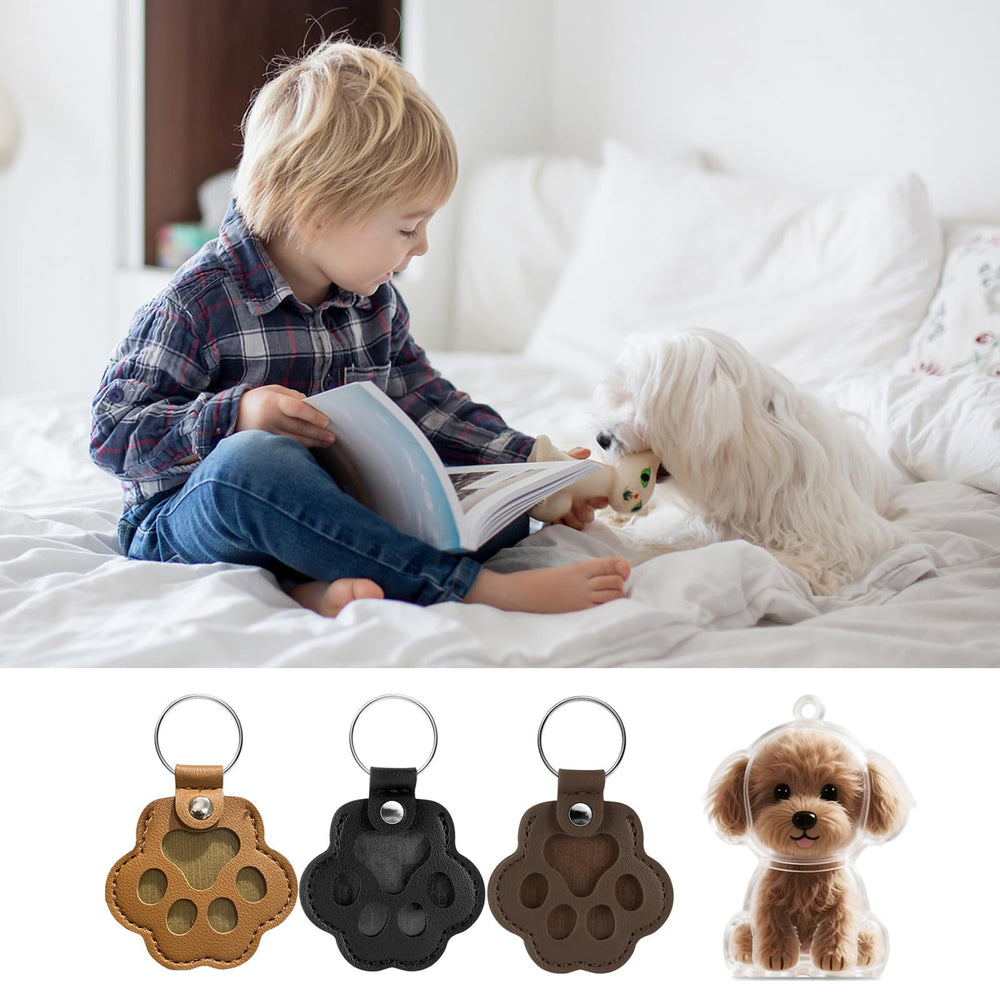Dog fur keychain bag accessory keeps pet memory within reach.