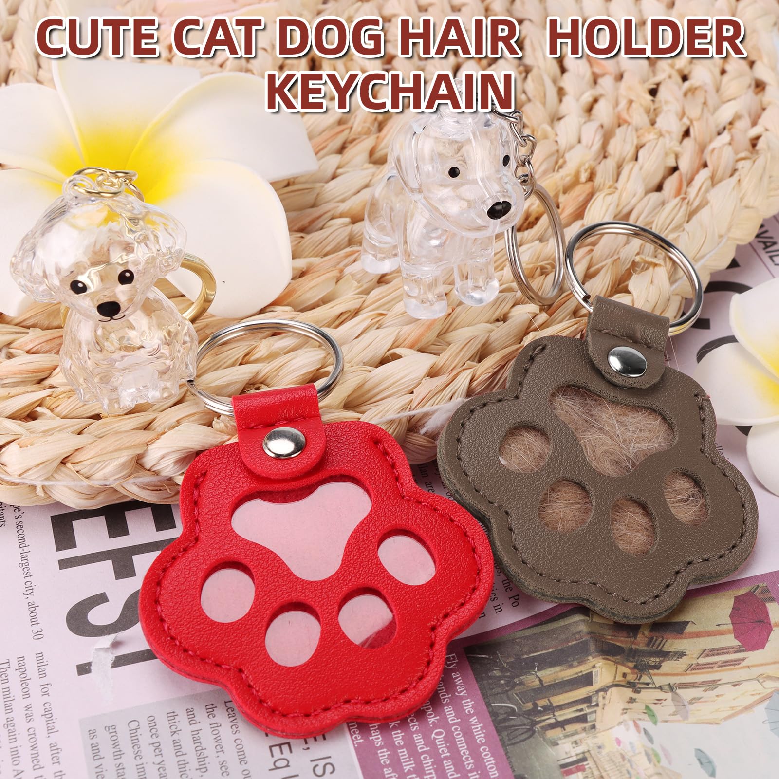 Dog fur keychain key ring is sturdy for keys and memories.