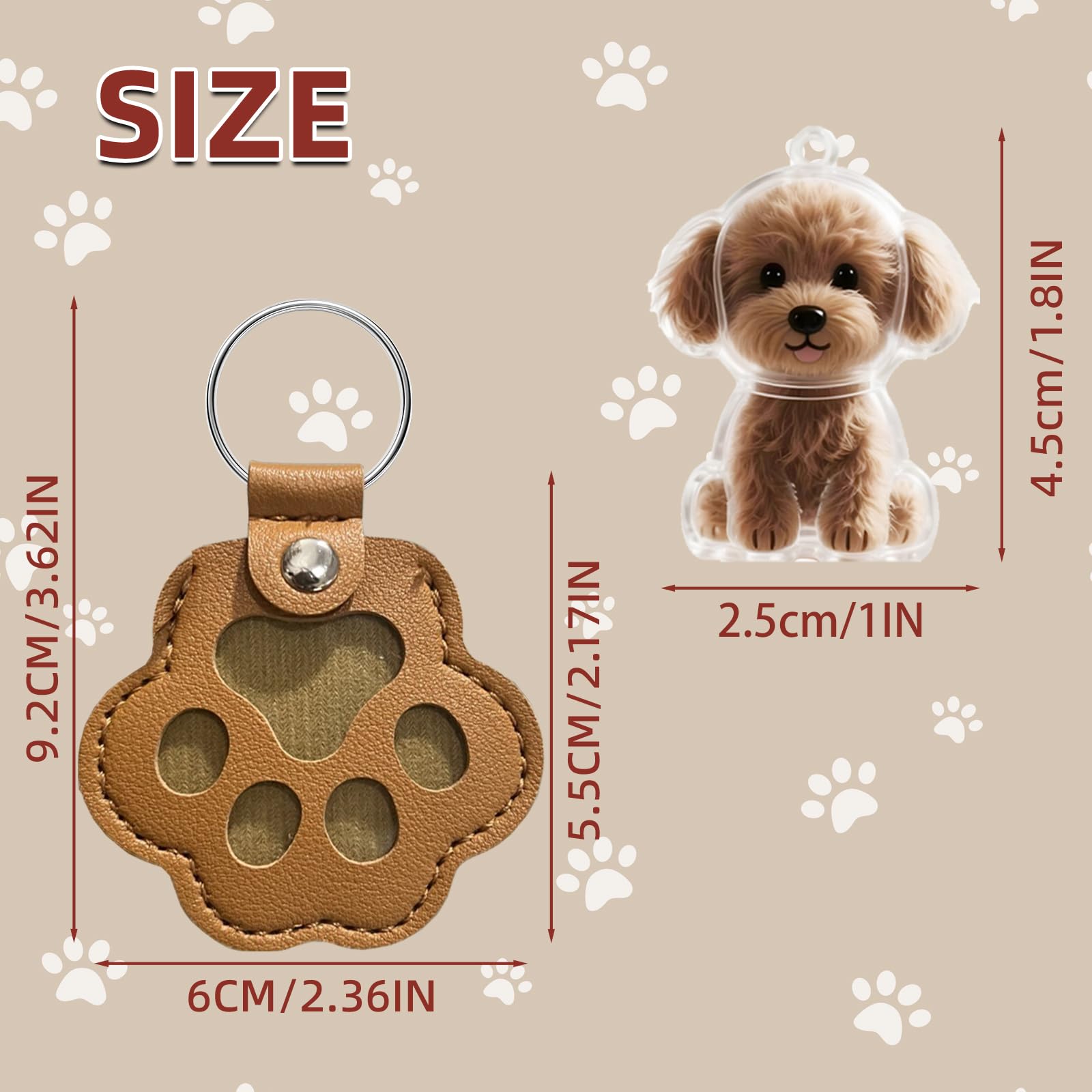 Dog fur keychain paw leather pendant shows a paw-shaped keepsake.