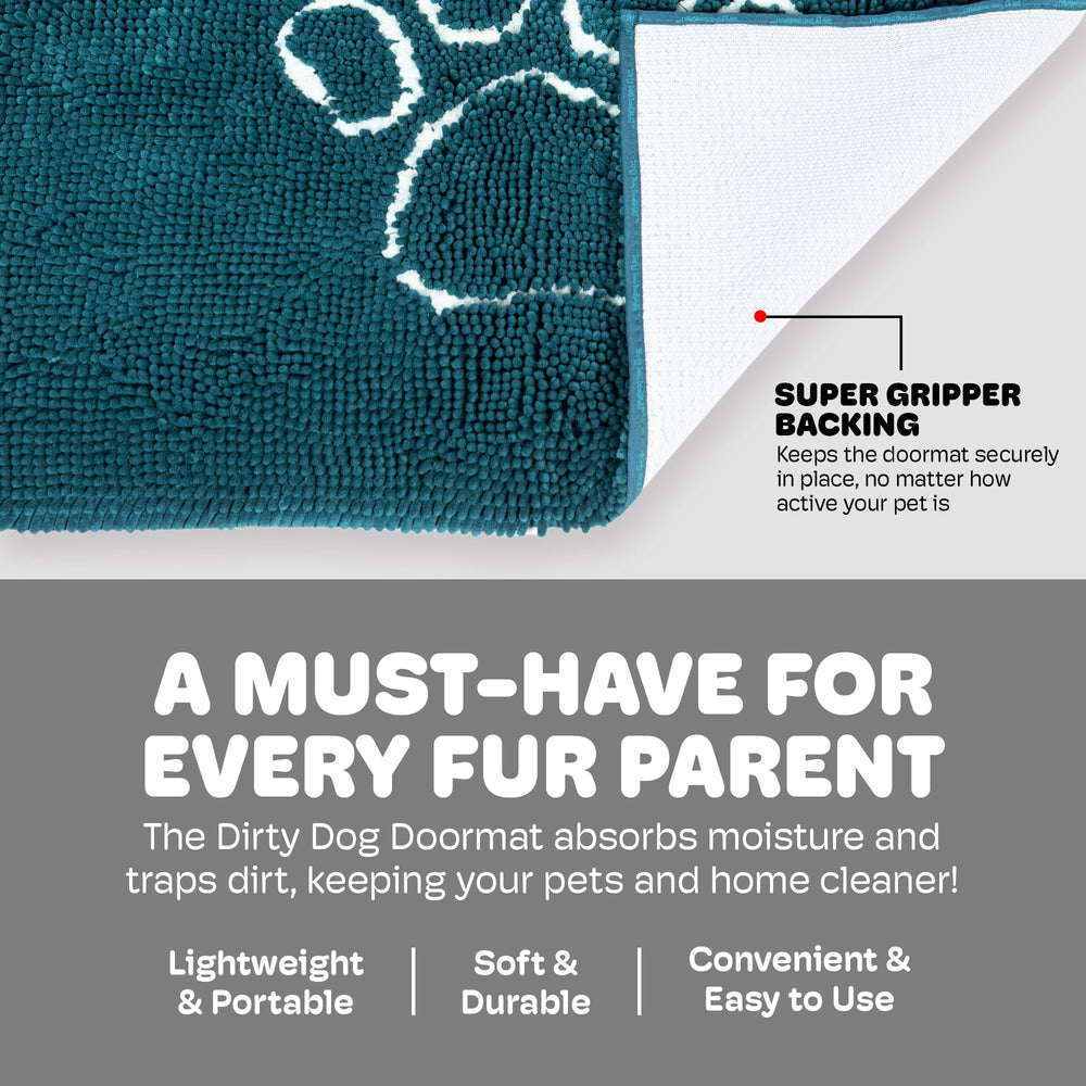 Dog Gone Smart Dirty Dog Doormat drying-action image highlights quick-dry performance