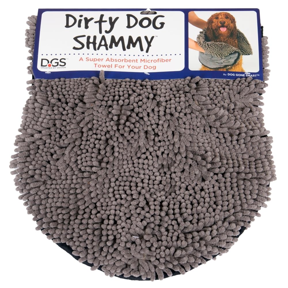 Dog Gone Smart Dirty Dog Shammy beach-wet-dog scene highlights versatile use.