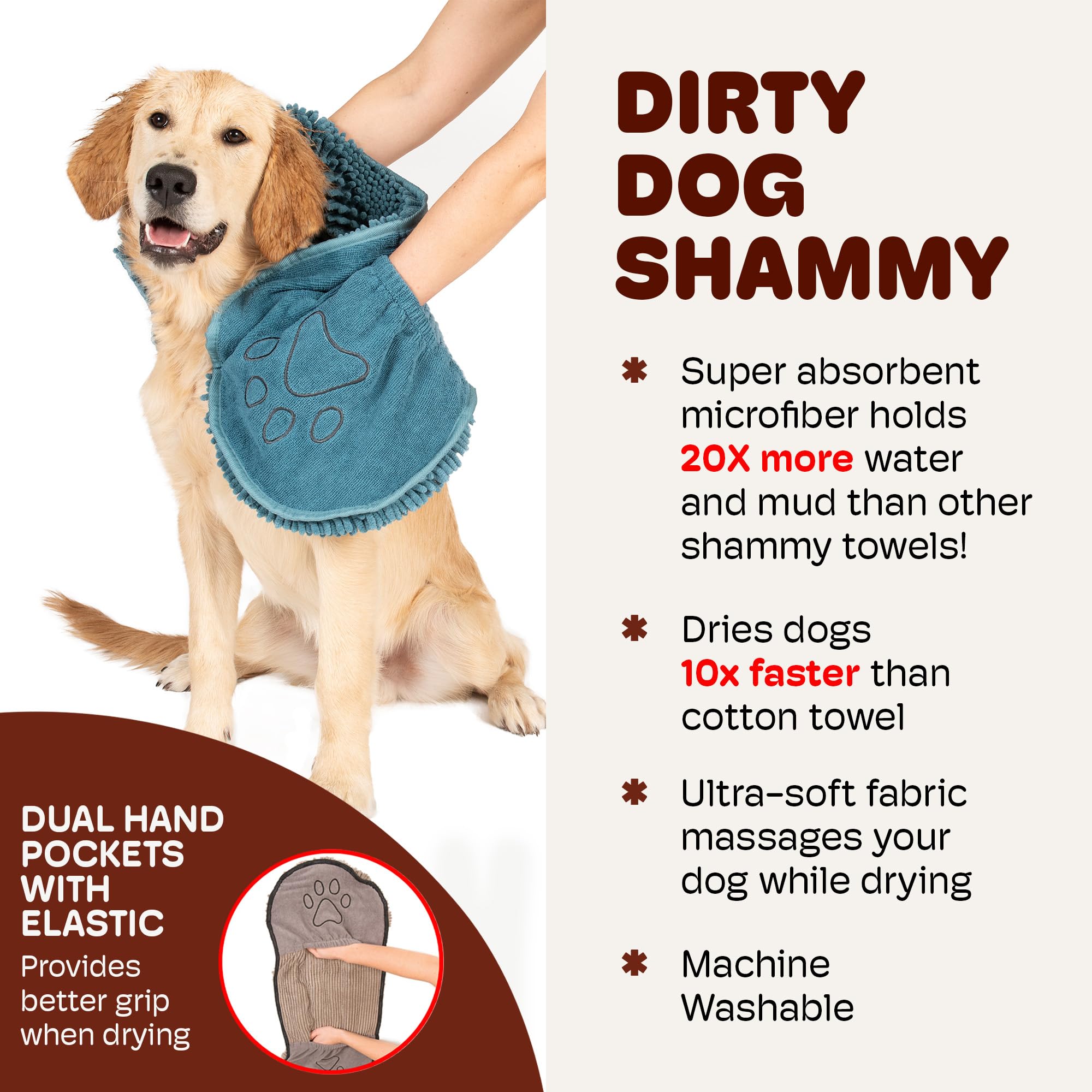 Dog Gone Smart Dirty Dog Shammy used after bath to dry fast