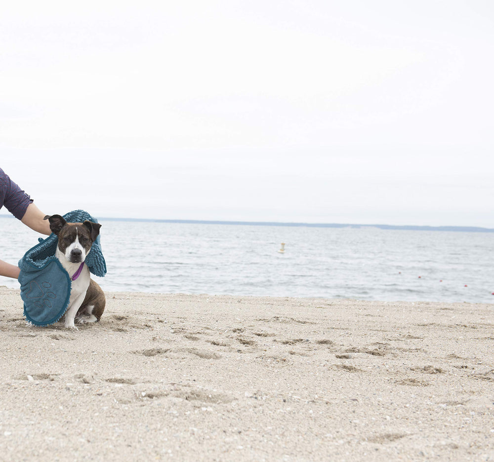 Dog Gone Smart Dirty Dog Shammy folded towel demonstrates compact storage and portability