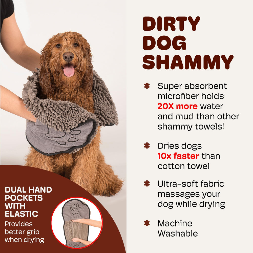 Dog Gone Smart Dirty Dog Shammy grey towel laid flat for use.