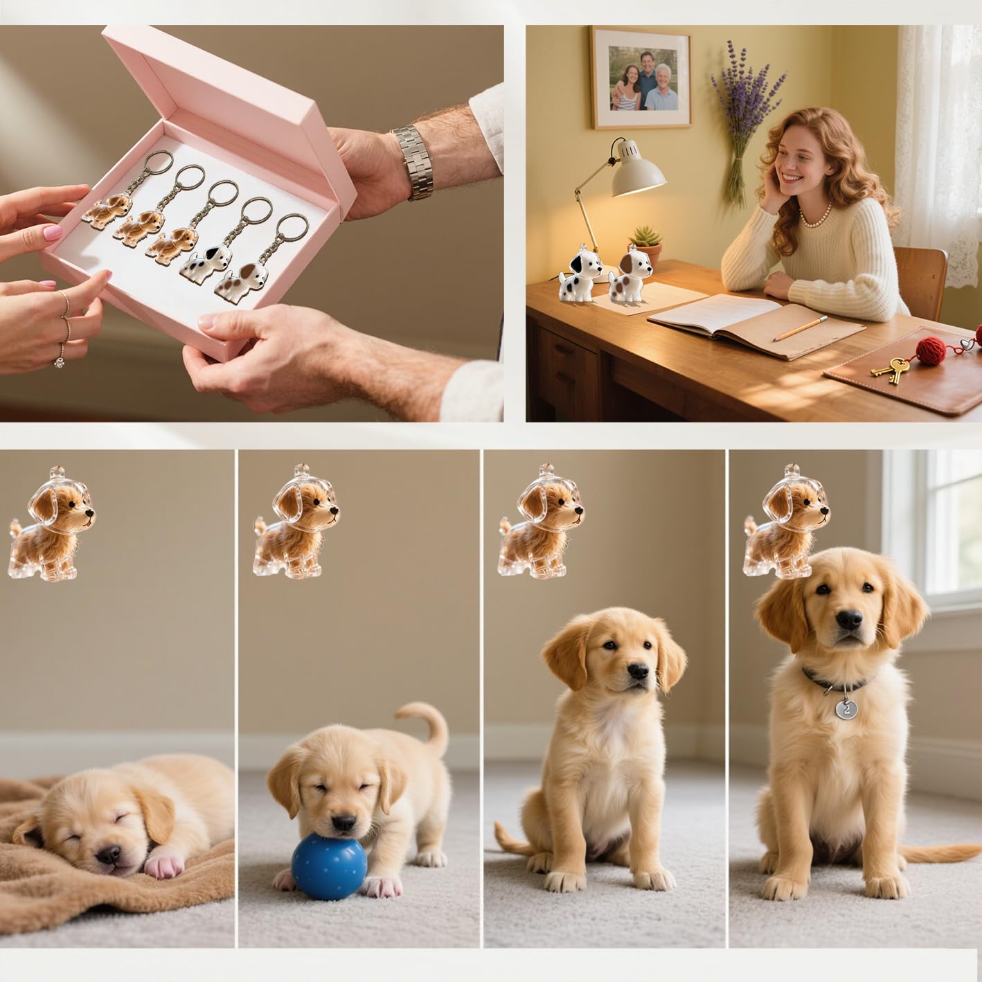 Dog Hair Keychain: cat-design variant showcases personality with five memorial bottle shapes.