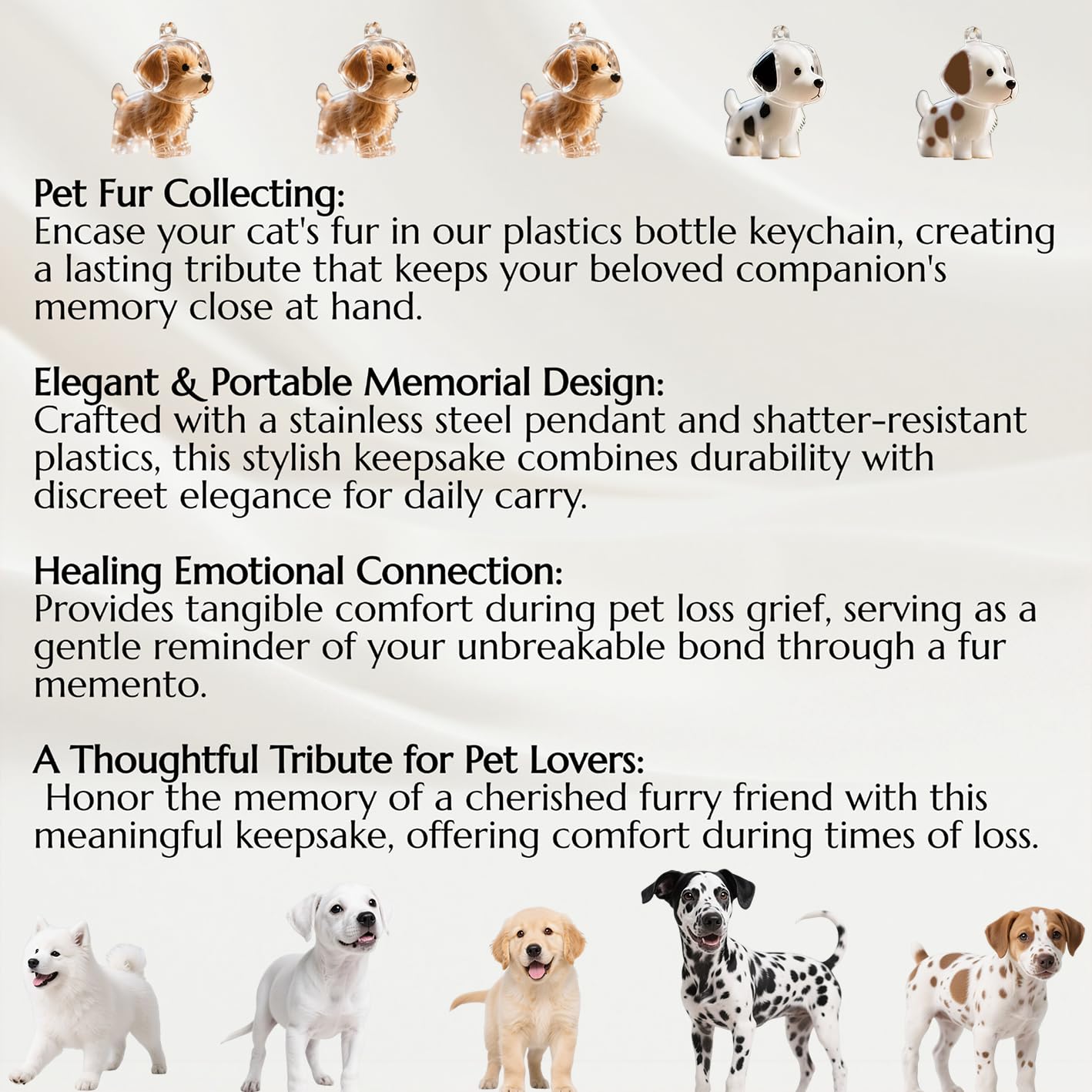 Dog Hair Keychain: portable keychain, bag charm, or pendant for easy access.