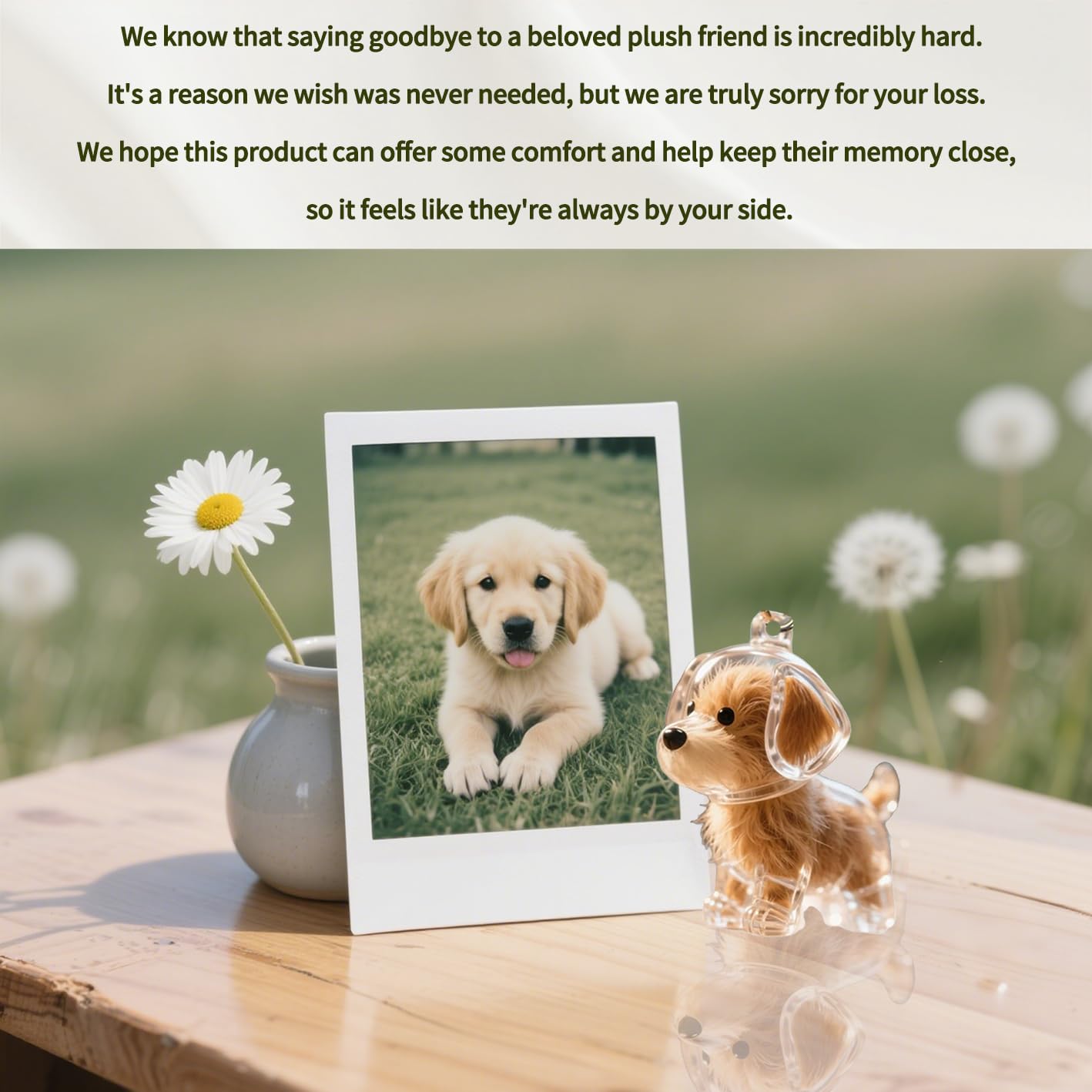 Dog Hair Keychain: shatter-resistant plastic for travel-friendly memories.