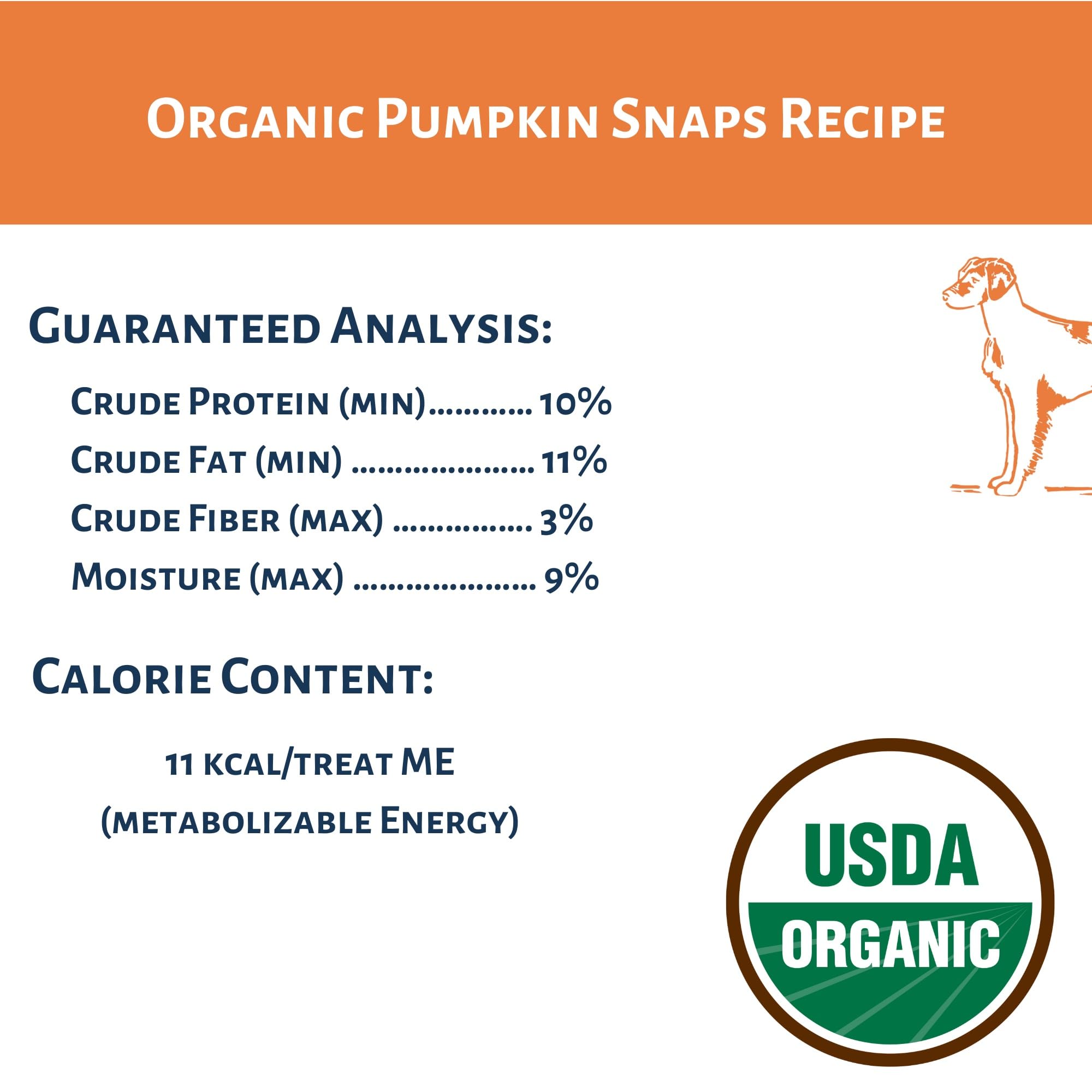 Dog Mamma's Organic Pumpkin Snaps 6oz pack, convenient size for on-the-go treats.