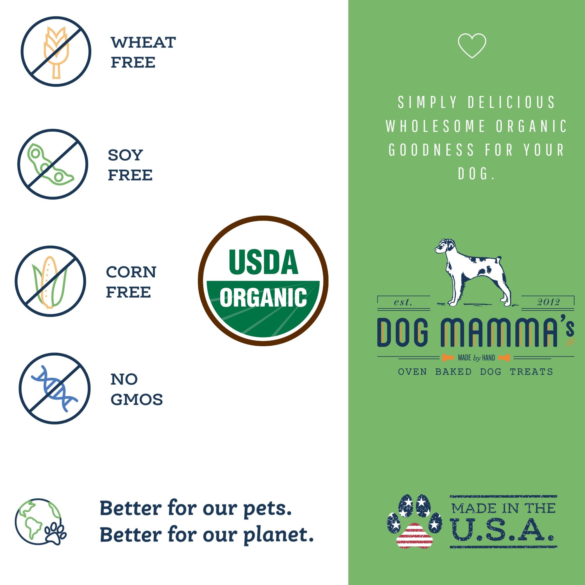 Dog Mamma's USDA Organic badge emphasizes clean ingredients.