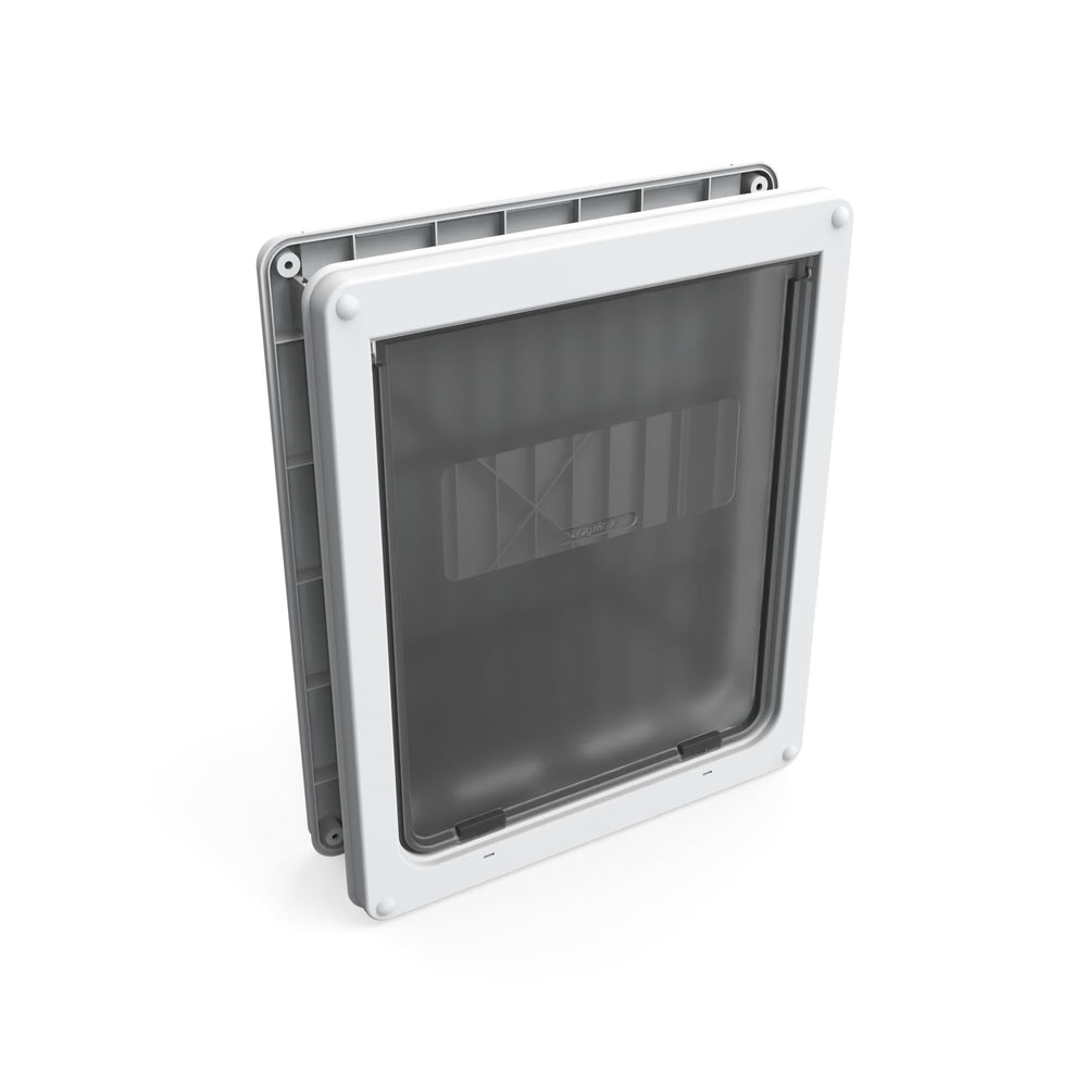 Dog Mate lockable large dog door installation in UPVC shows secure, easy access