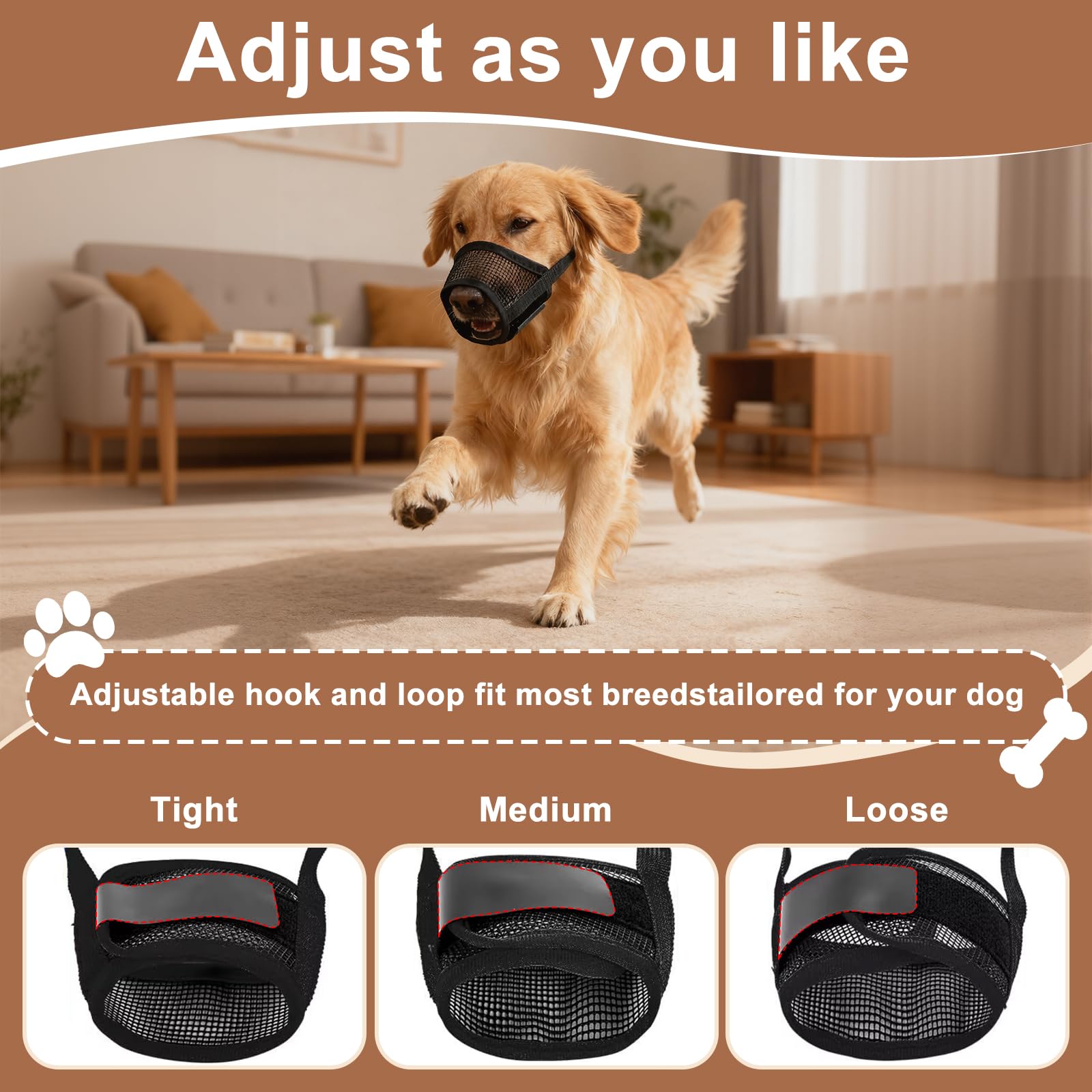 Dog Muzzle large uses soft PVC mesh for comfort and breathability.