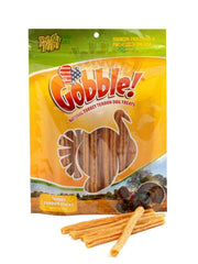 Dog Nip Gobble Turkey Tendon Pack closeup showing jumbo chews for dogs' dental support.