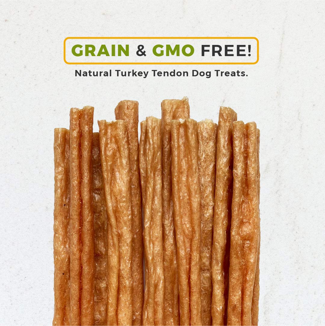 Dog Nip Gobble Turkey Tendon Sticks bulk bag showing 22-25 pieces.