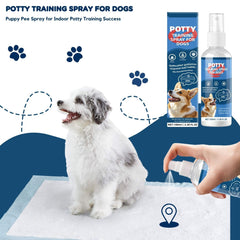 Dog Potty Training Spray near crate area supports crate training routines.