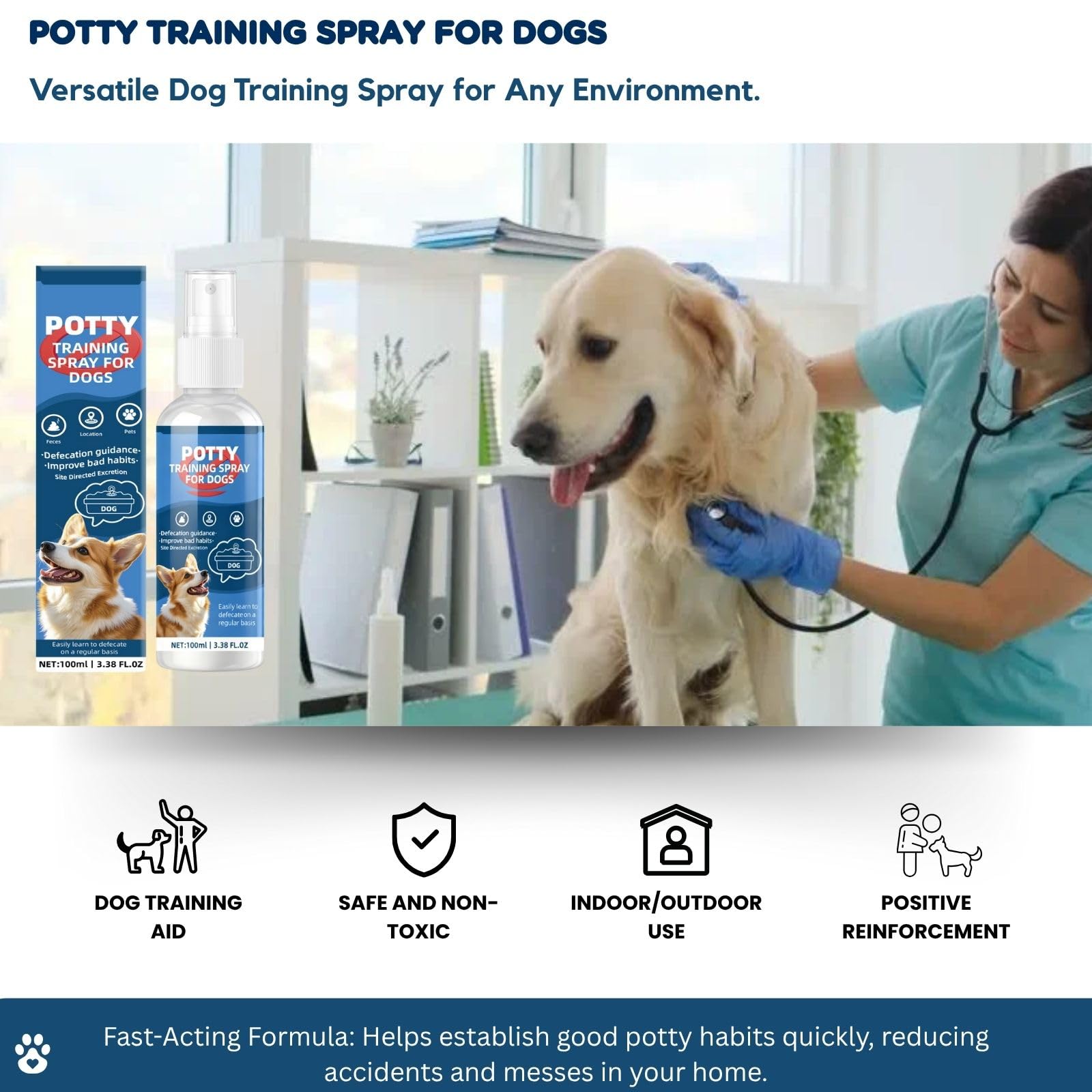 Dog Potty Training Spray helps senior dogs with gentle guidance.