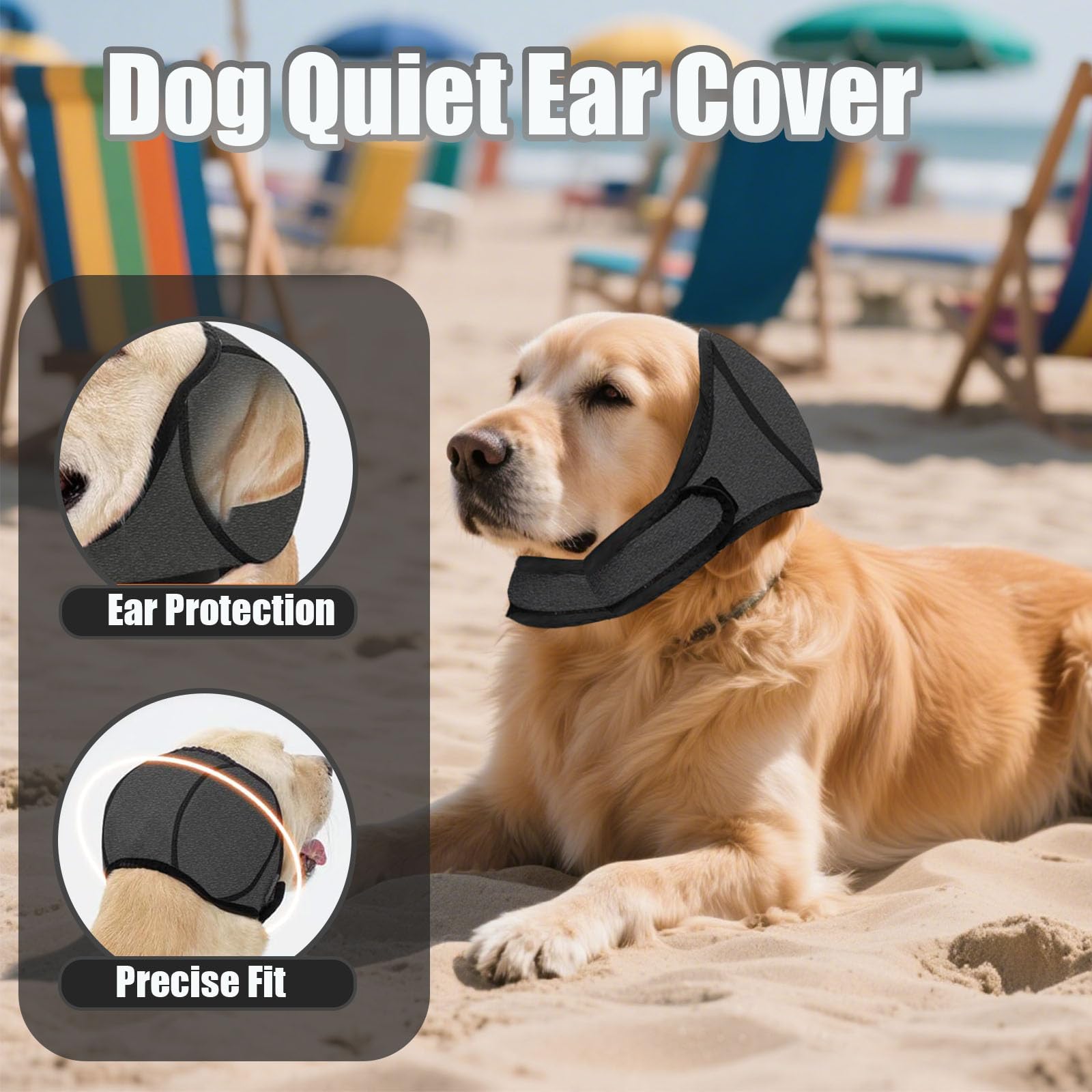 Dog Quiet Ear Cover snug head-wrap stays in place during grooming sessions