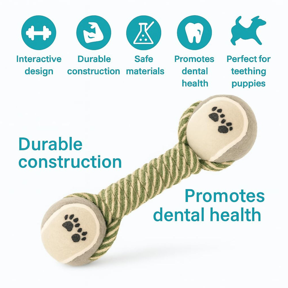 Dog rope dumbbell toy materials-cotton-rope notes pet-safe, non-toxic fibers.