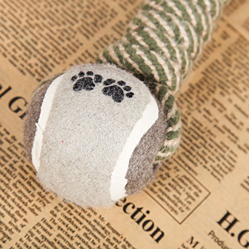 Dog rope dumbbell toy teething-use indicates gentle relief for growing teeth.