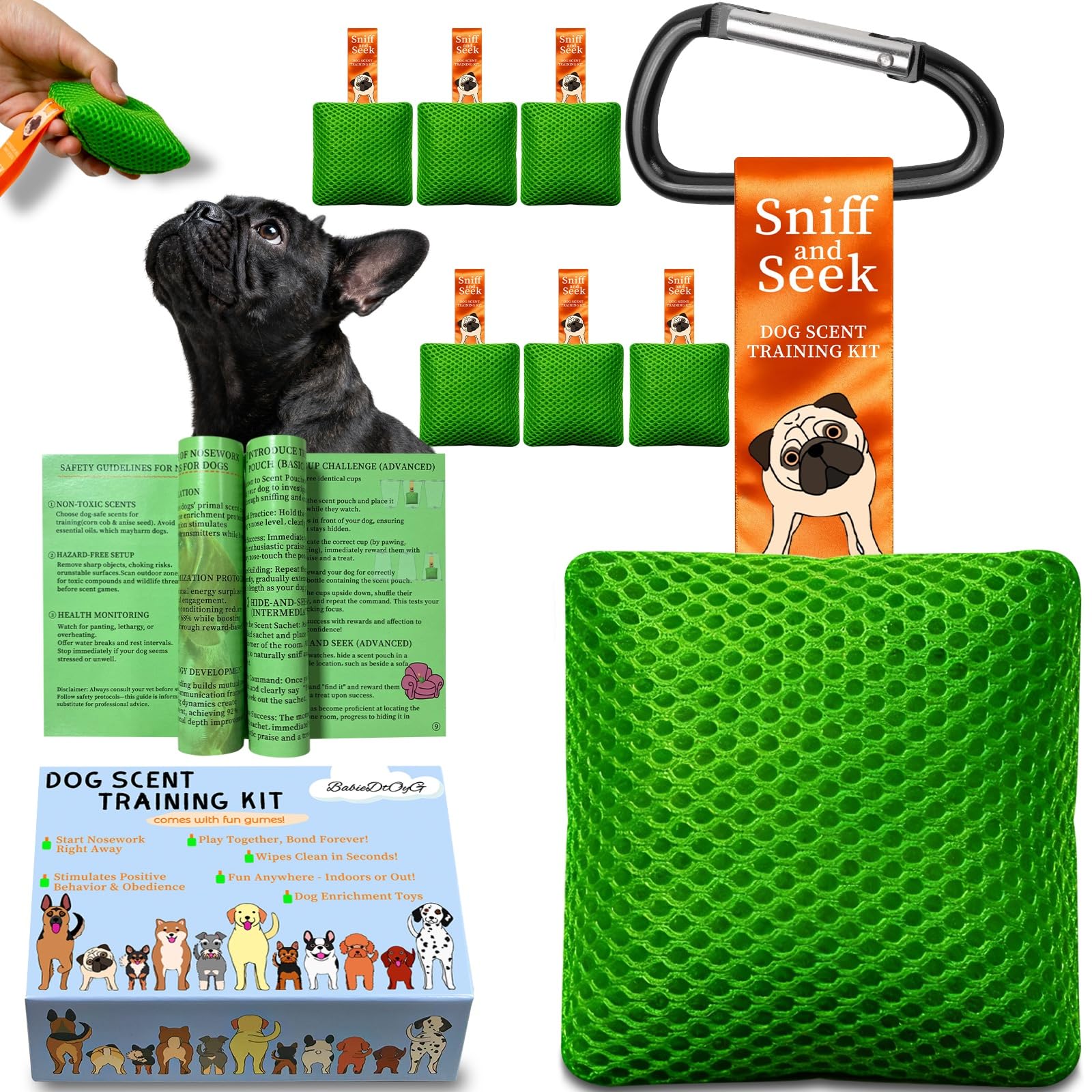 BabieDtOyG dog scent training kit green front view for mental enrichment