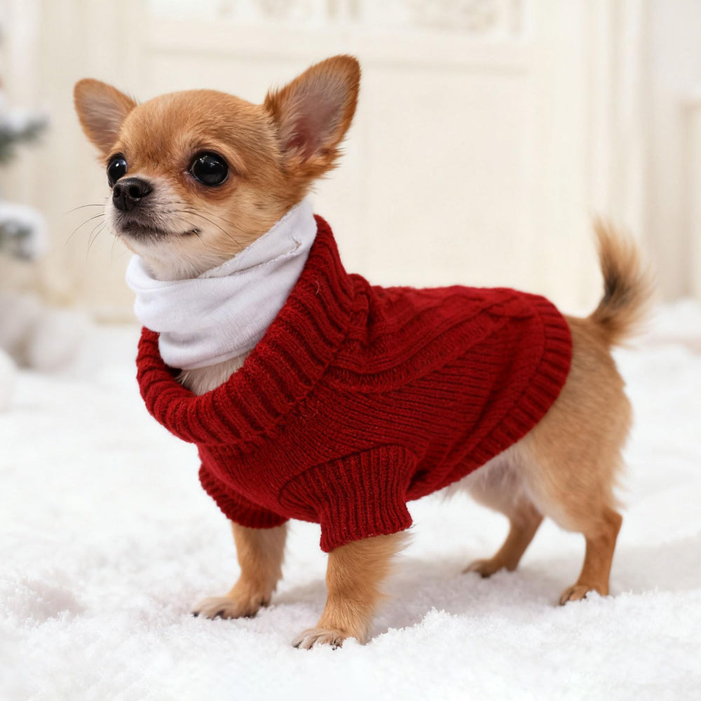 Dog Sweater cable-knit blue close-up showcasing craftsmanship and breathable knit