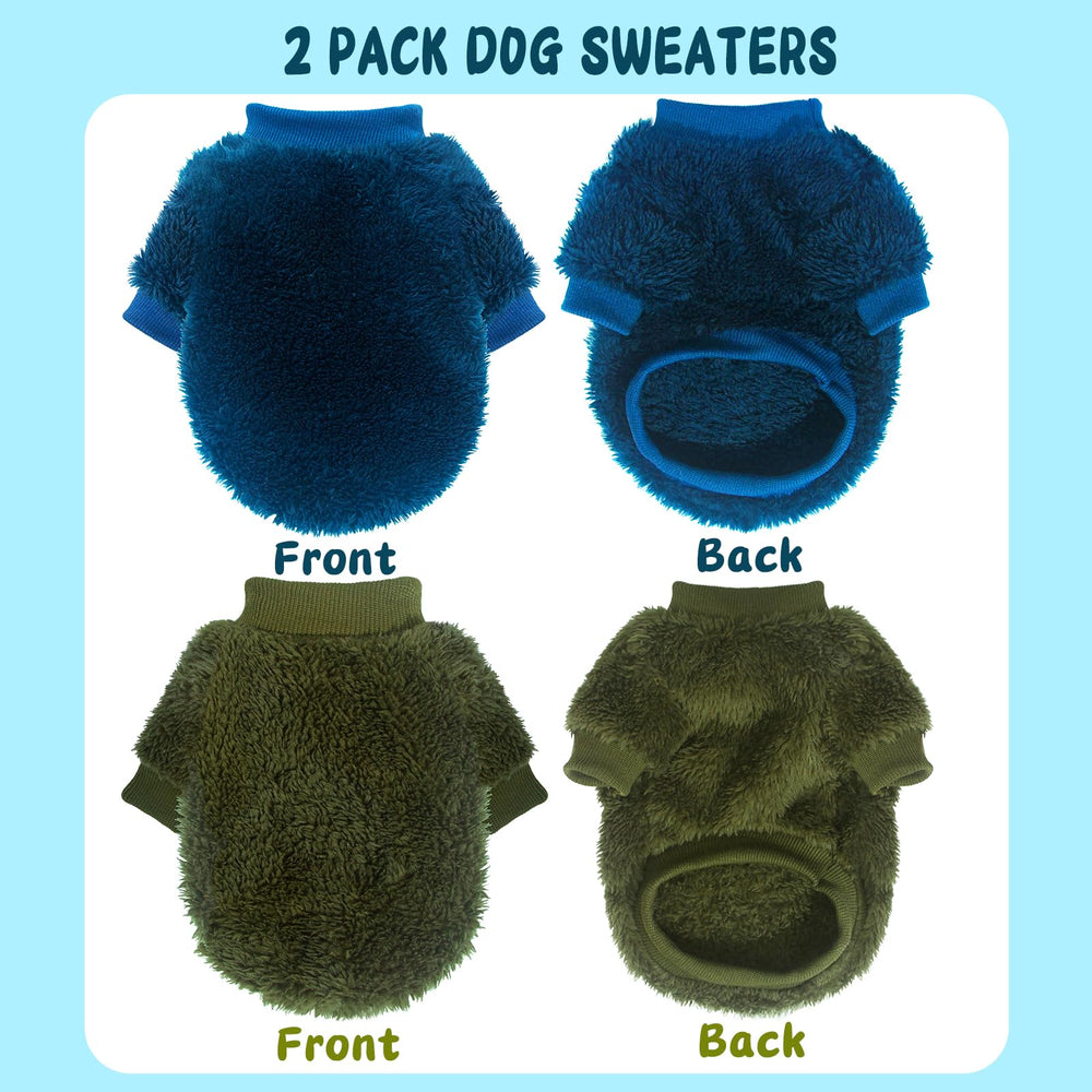 Dog sweater dark-green back view shows secure fit for small dogs