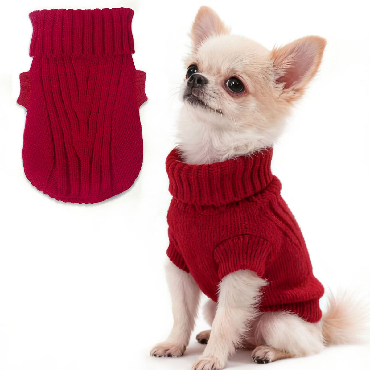 Dog Sweater wine-red XS front view showing warm insulation for small dogs
