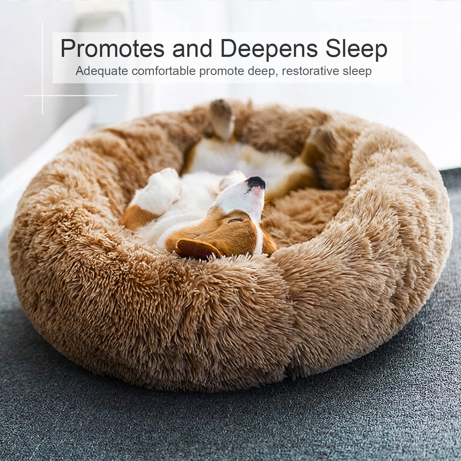 DogBaby donut bed machine-washable label for easy cleaning.