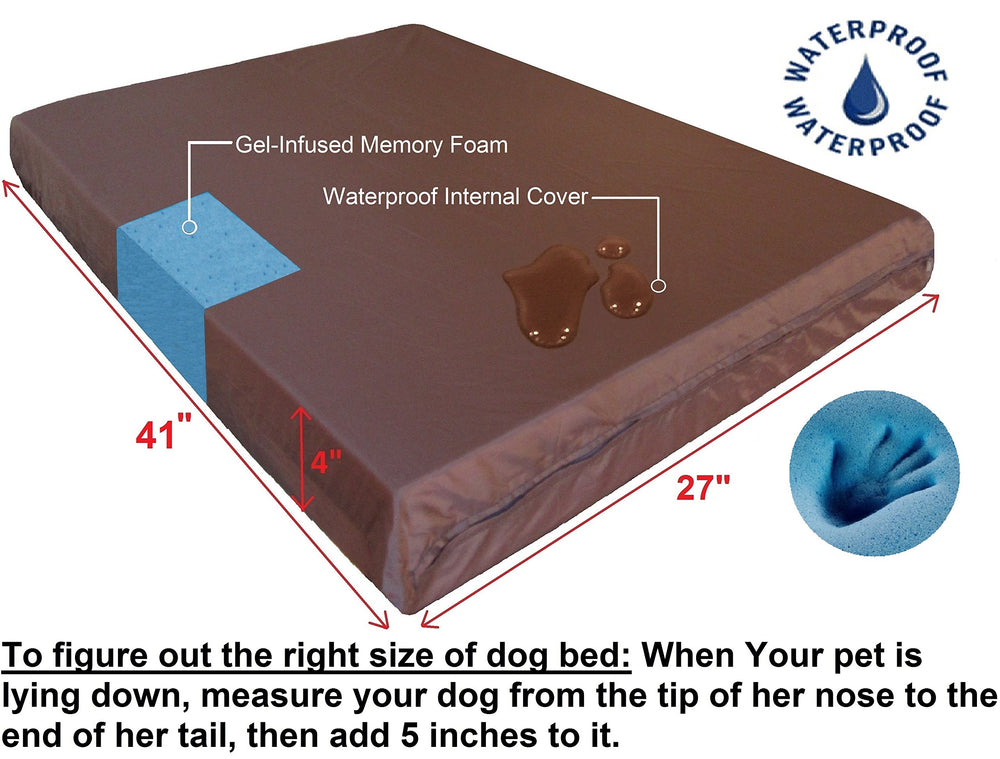 Dogbed4less gel-infused memory foam pad regulates temperature for cool summers and warm winters.