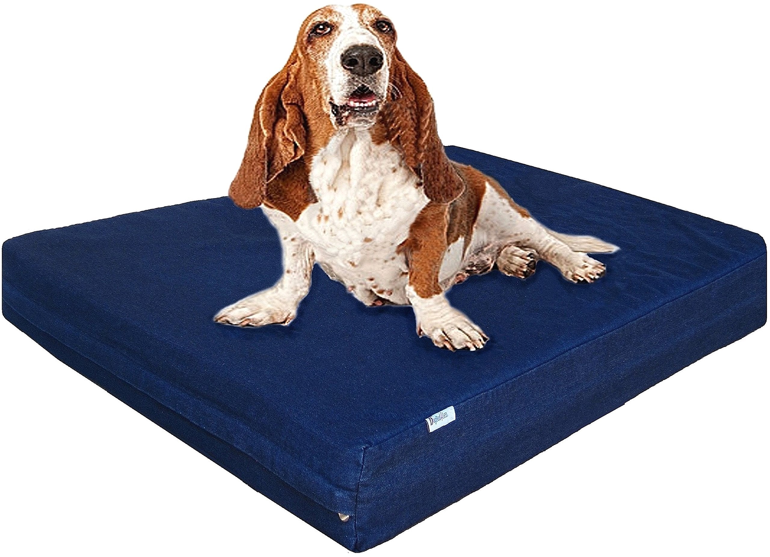Dogbed4less large orthopedic memory foam bed front view in blue for support