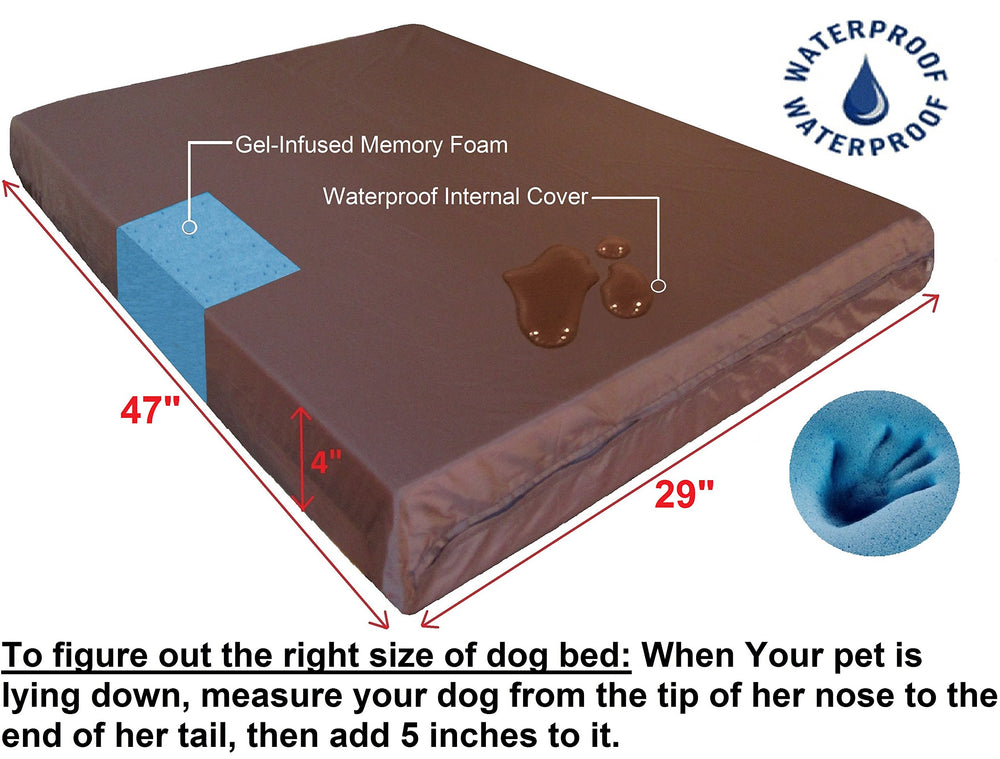 Dogbed4less XL gel memory foam pad offers cooling, pressure-relief support.