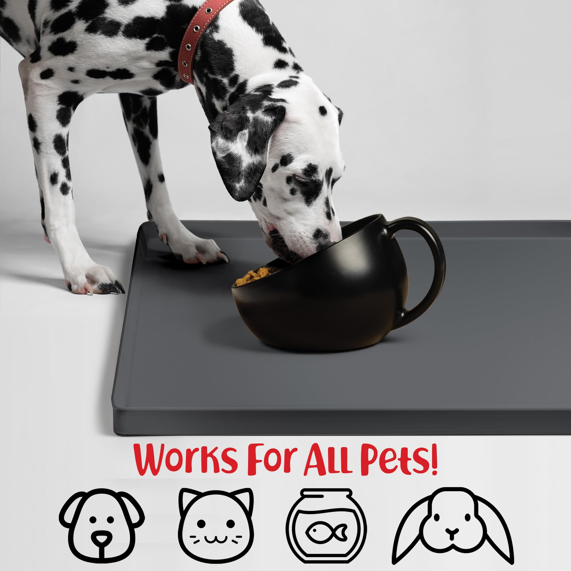 DogBuddy Dog Food Mat rolled for storage shows easy-portability and space-saving