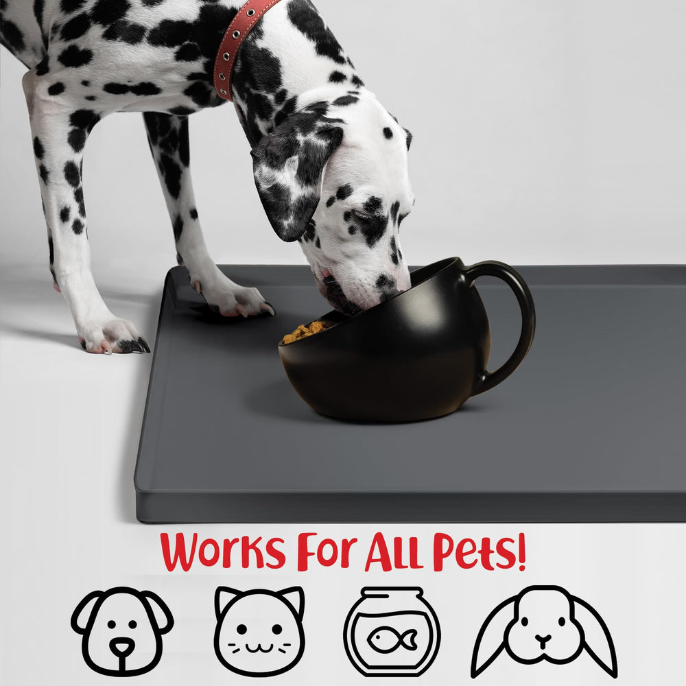 DogBuddy Dog Food Mat rolled for storage shows easy-portability and space-saving