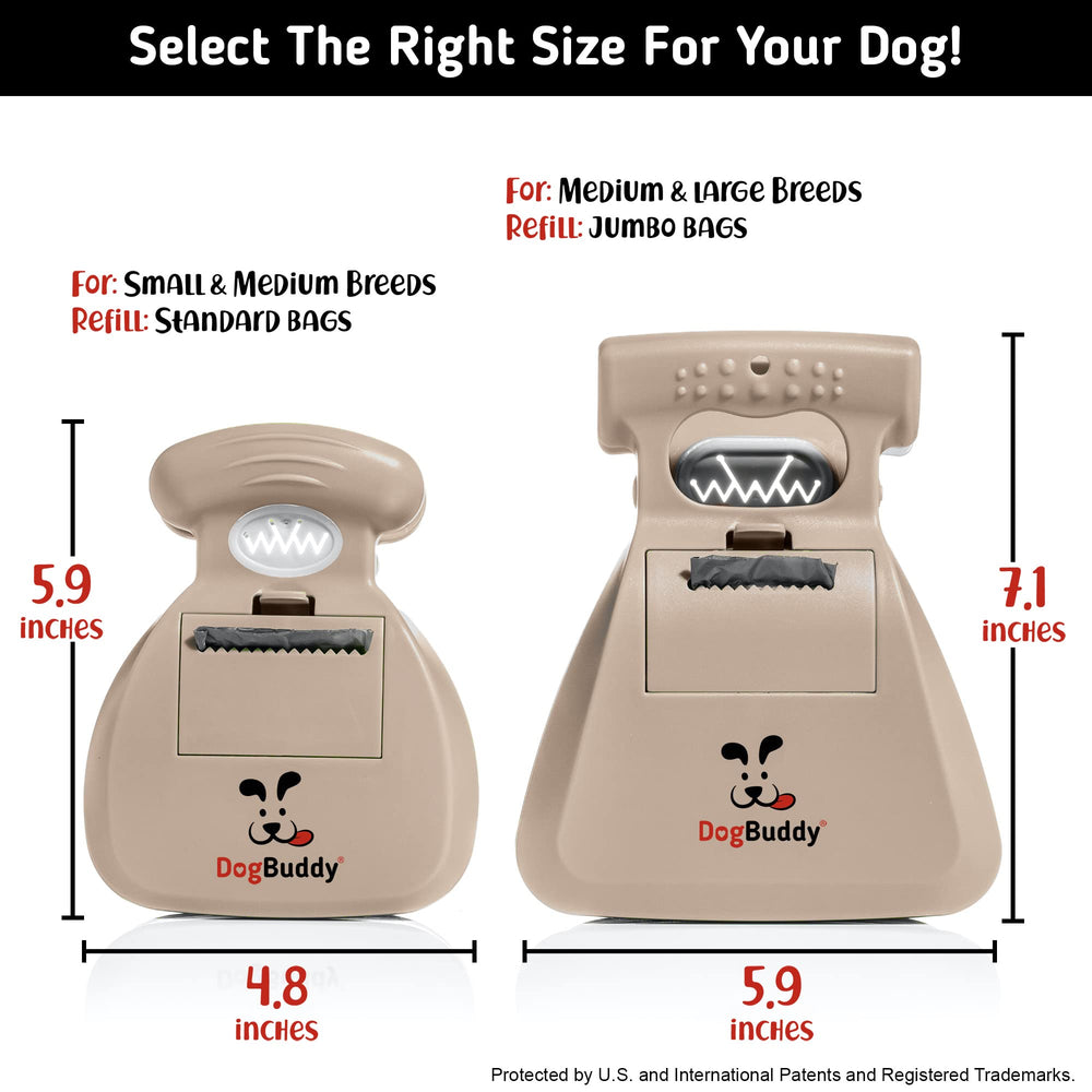 DogBuddy extendable backside pooper scooper adapts to any dog size