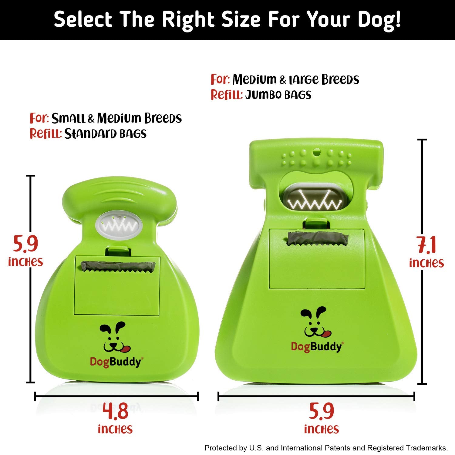 DogBuddy Pooper Scooper built-in bag attachment keeps bags ready for fast cleanup.