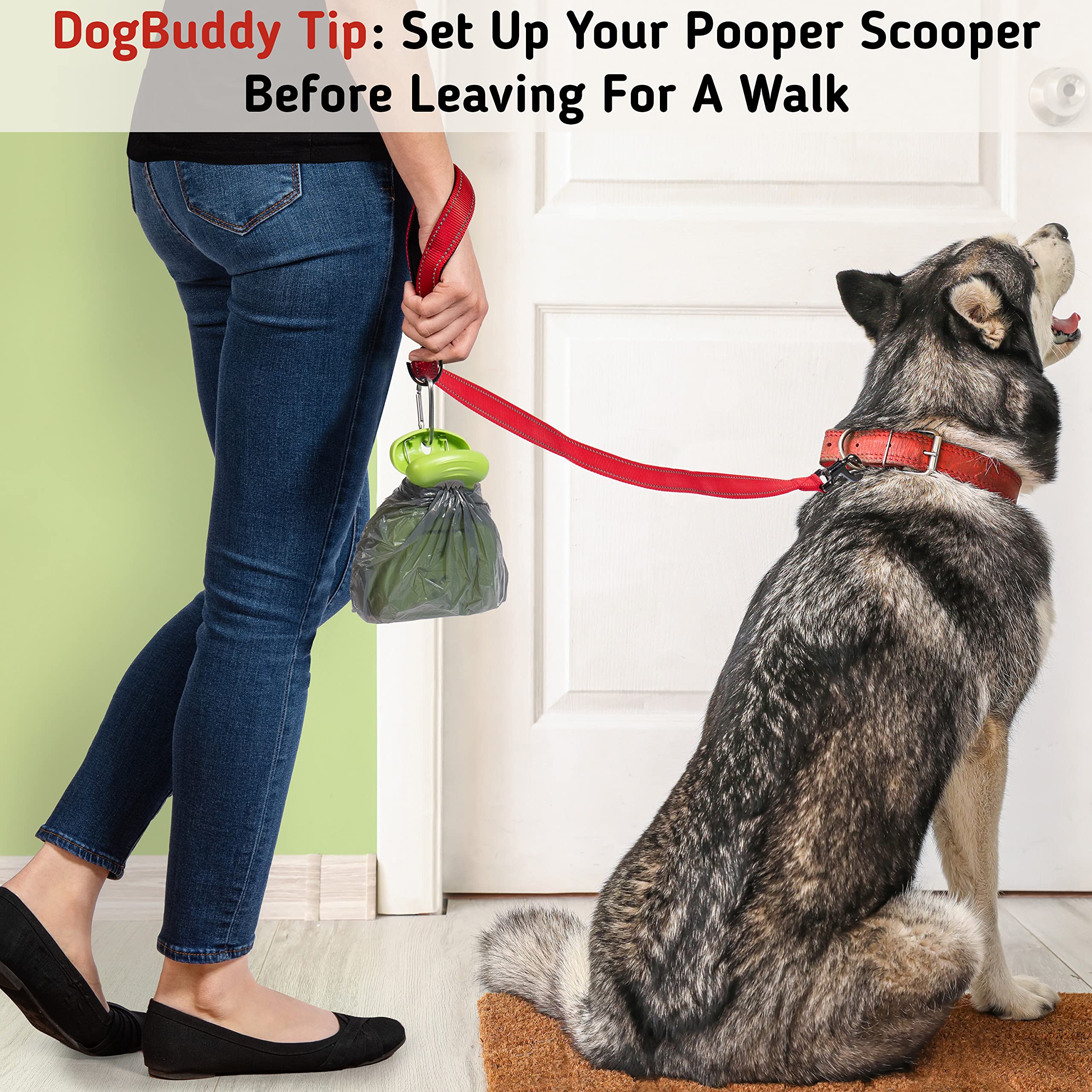 DogBuddy Pooper Scooper compatible with standard refill rolls for easy bag replacement.