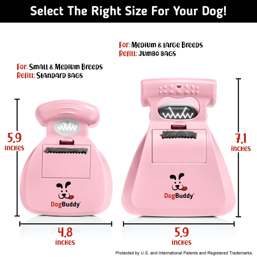DogBuddy Pooper Scooper with leash clip for hands-free carrying.