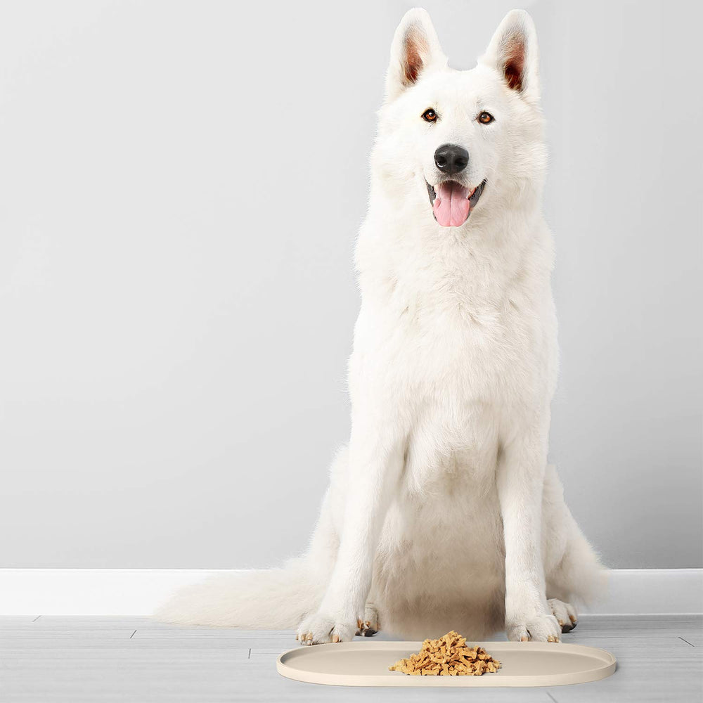 DogBuddy white-sand-dog-food-mat complements modern kitchens.