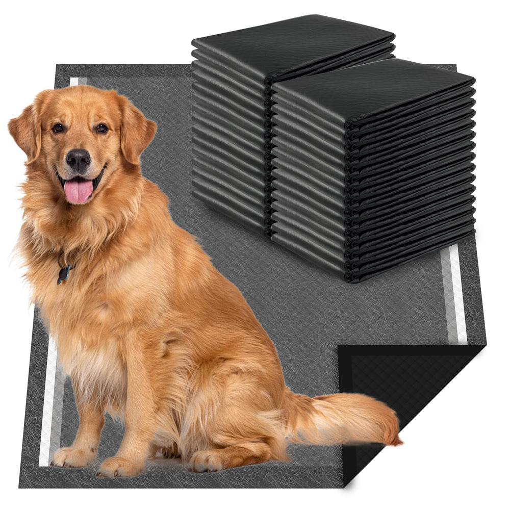 Dogcator charcoal dog pee pad close-up shows 6-layer absorbent core for quick liquid containment.