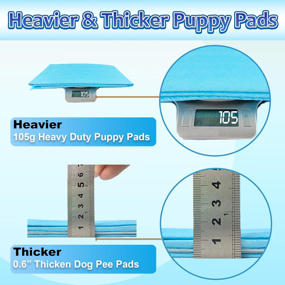 Dogcator 6-layer pad close-up emphasizes thick absorbency for heavy spills