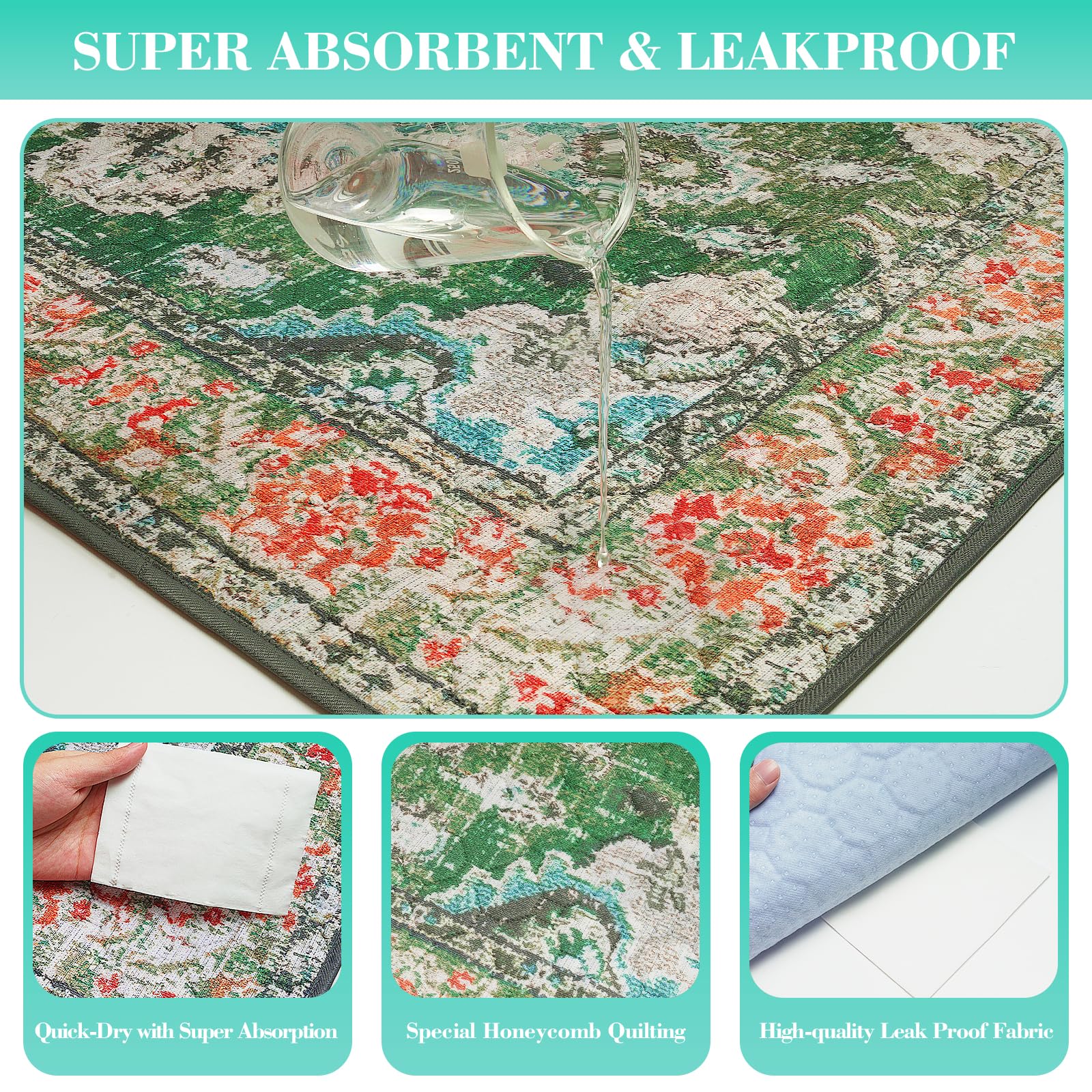 Dogcator Thicken Washable Pee Pad bottom view with adhesive dots for anti-slip stability