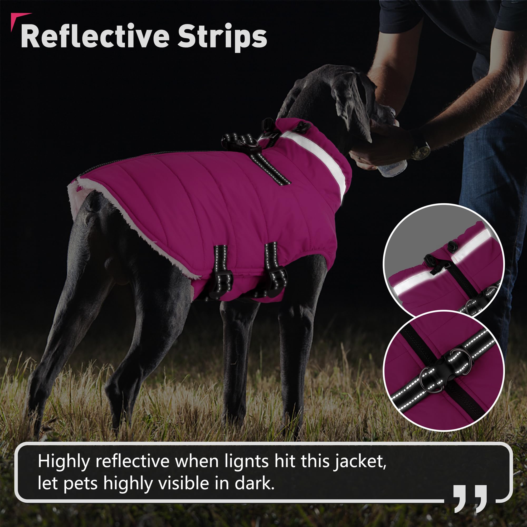 Dogcheer adjustable straps pink fit for comfortable sizing.