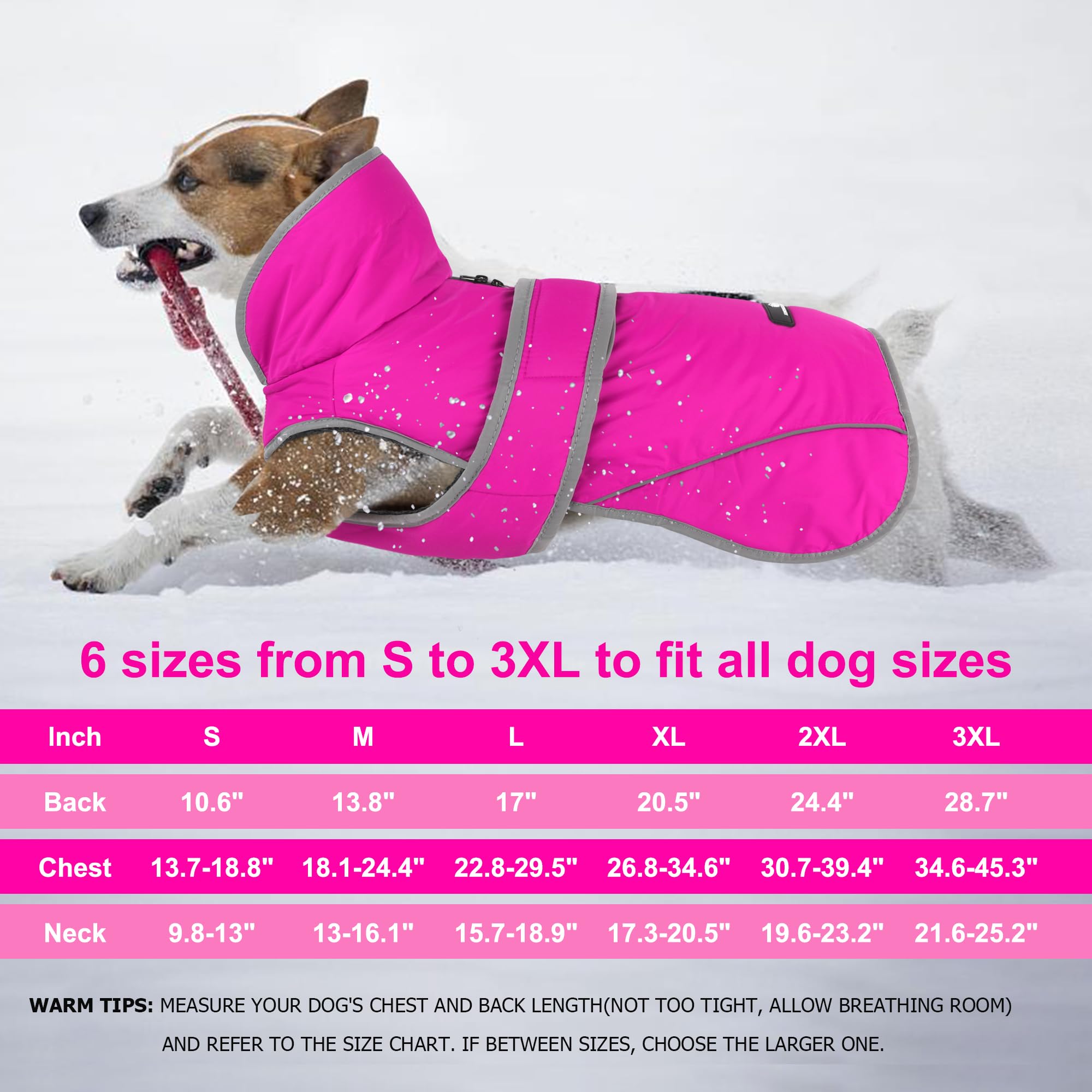 Dogcheer dog coat adjustable hook loop for secure fit
