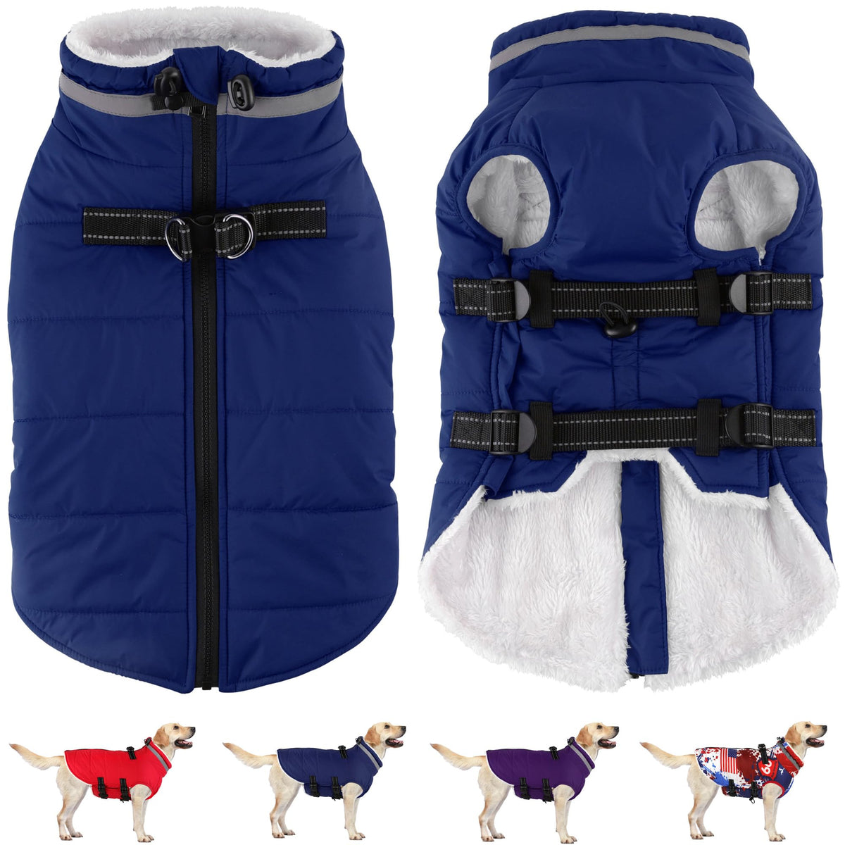 Dogcheer waterproof dog coat with integrated harness for easy all-weather walks.