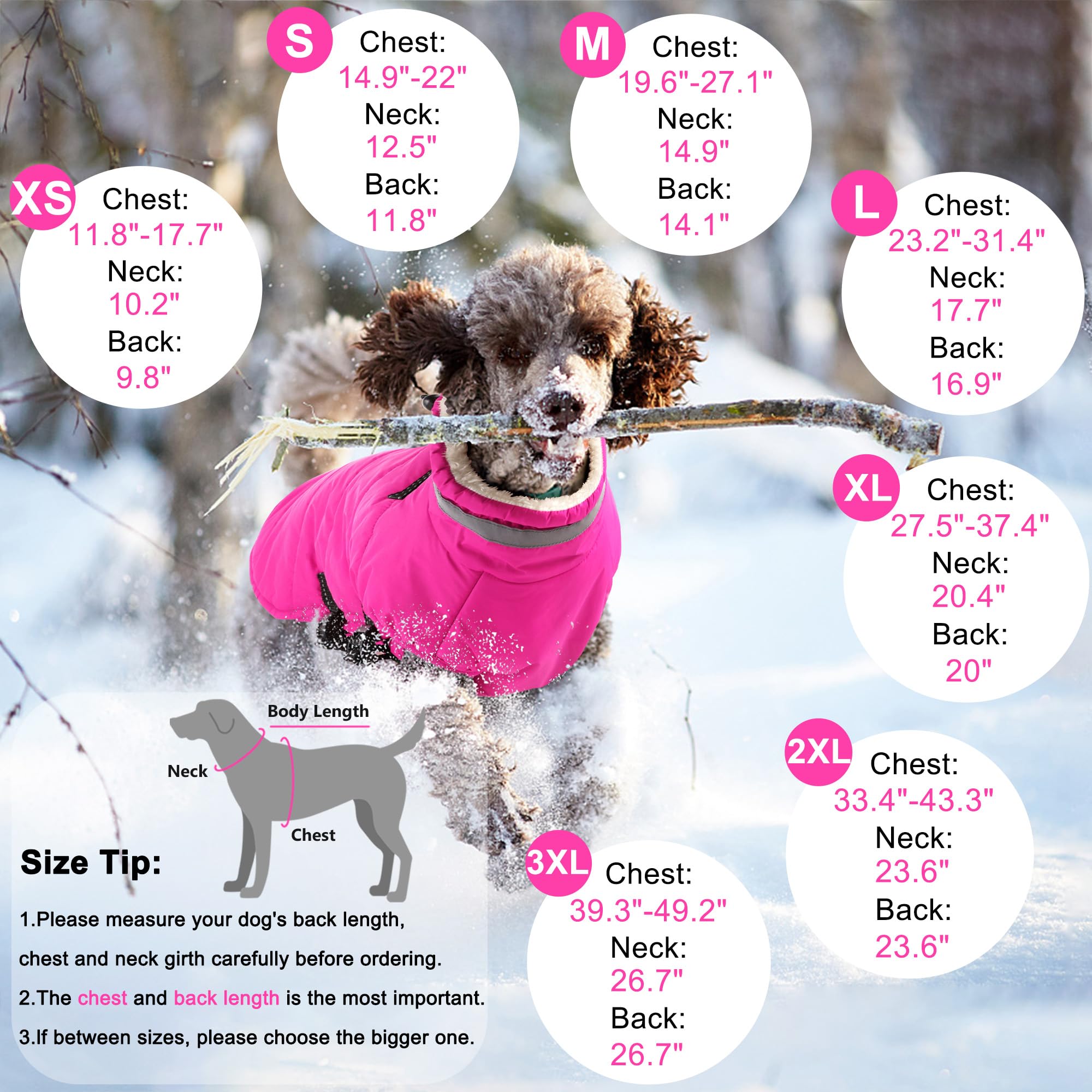 Dogcheer dog jacket with harness pink side view shows integrated harness convenience.