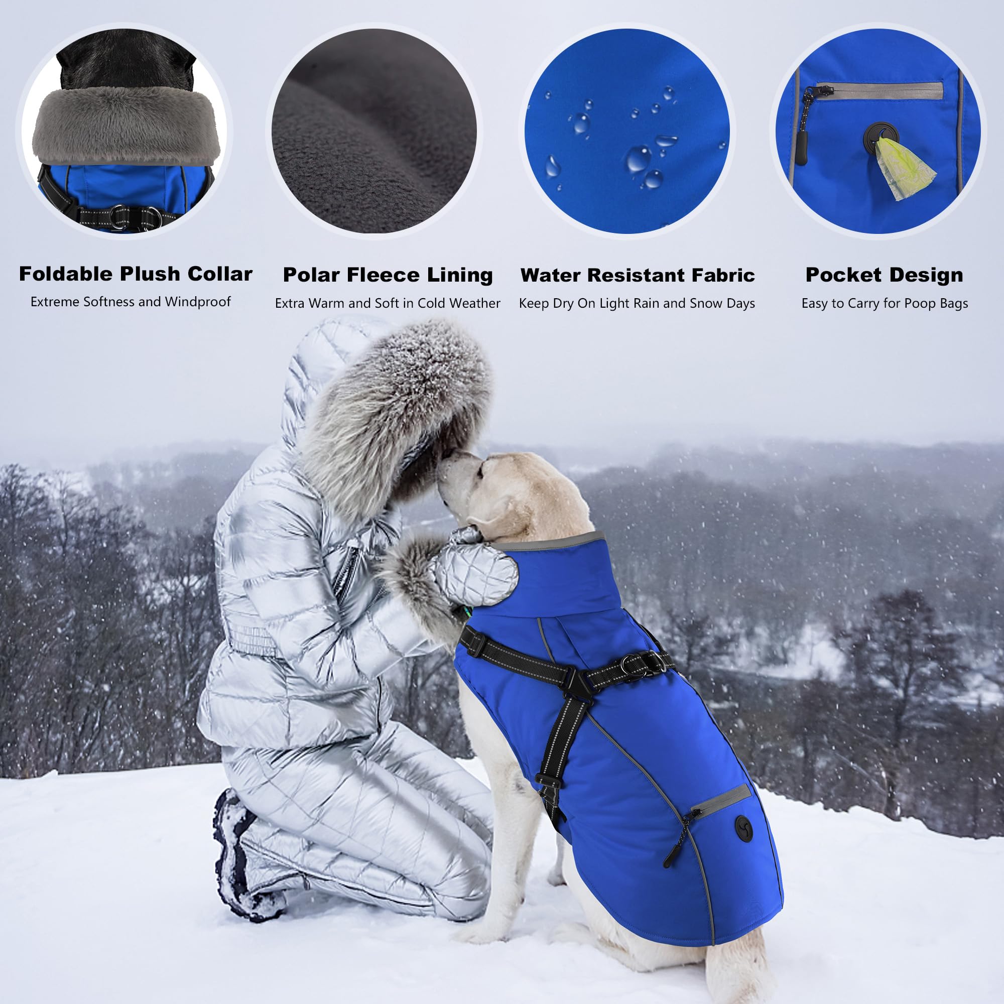 Dogcheer dual-leash harness coat enables secure control without extra attachments.