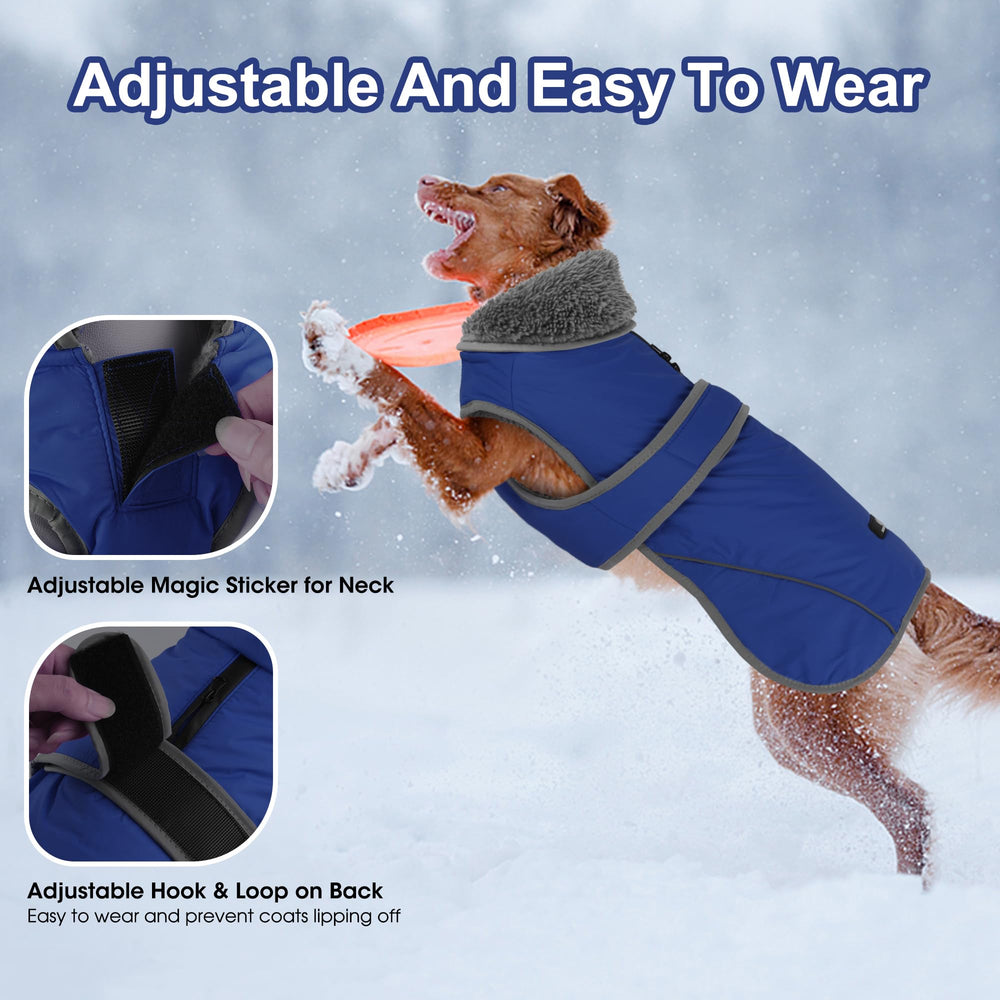 Dogcheer furry collar-dog coat blue adds neck warmth and style