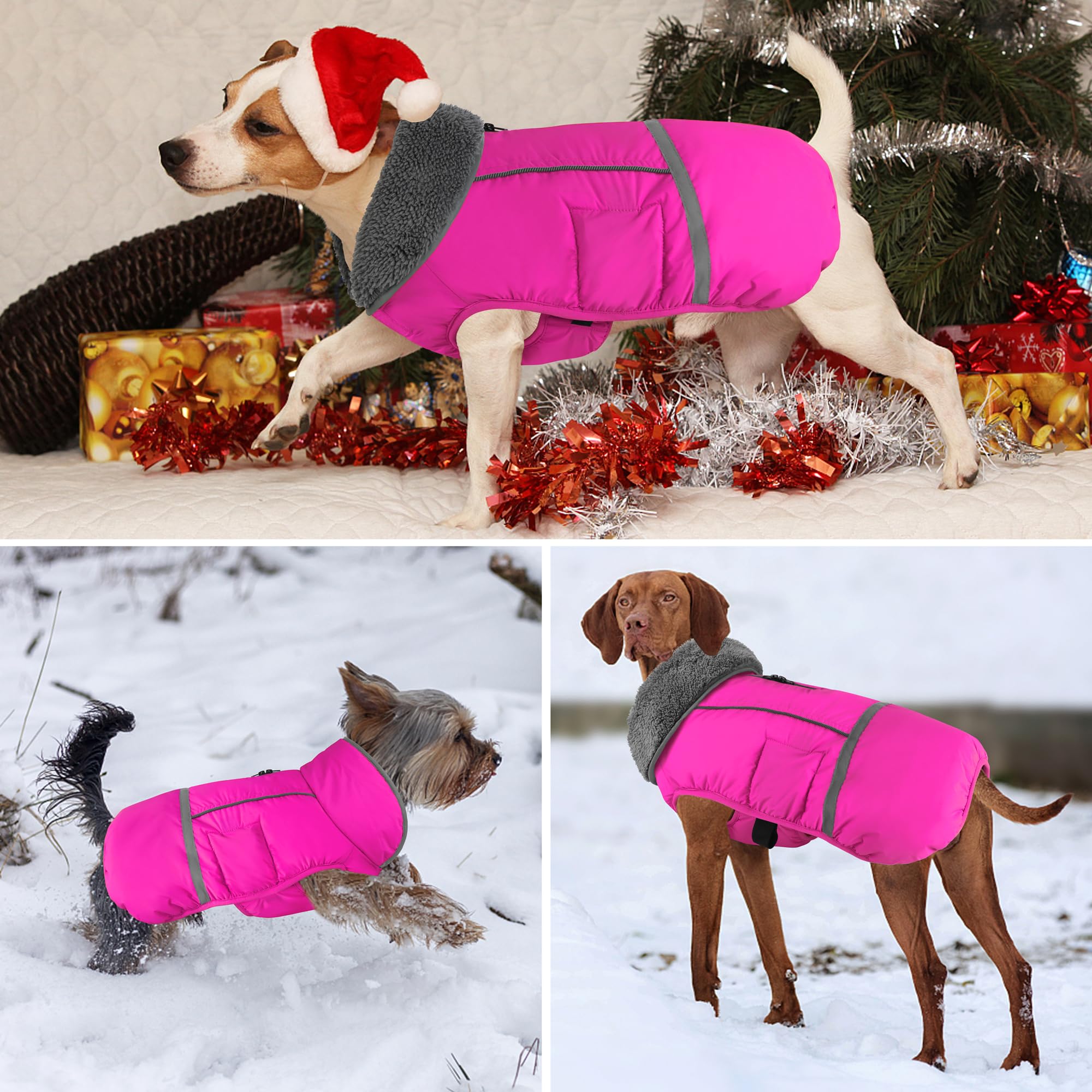 Dogcheer warm dog coat fleece lining close-up showing cozy warmth.